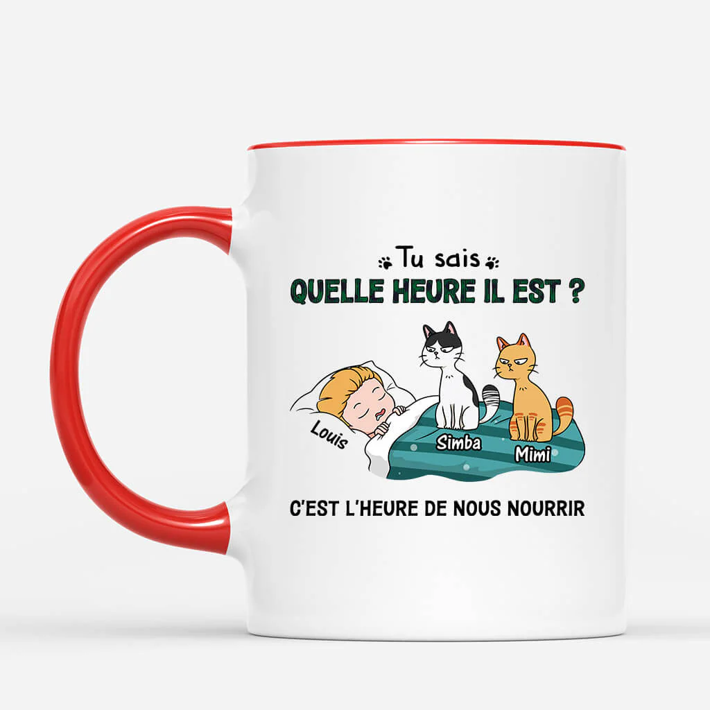 Mug Personnalisé Drôle avec Chat – C’est l’Heure de Nourrir les Chats - Image 2