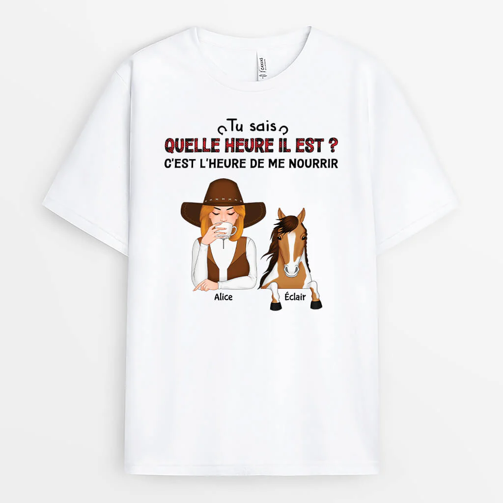 T-Shirt Femme Personnalisé Drôle – C'est L'heure De Nourrir Les Chevaux