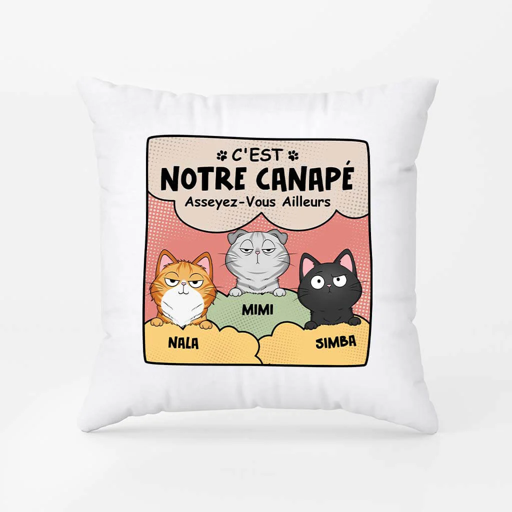 C'est Notre Canapé. Asseyez-Vous Ailleurs Version Chats Mignons - Coussin Chat Personnalisé