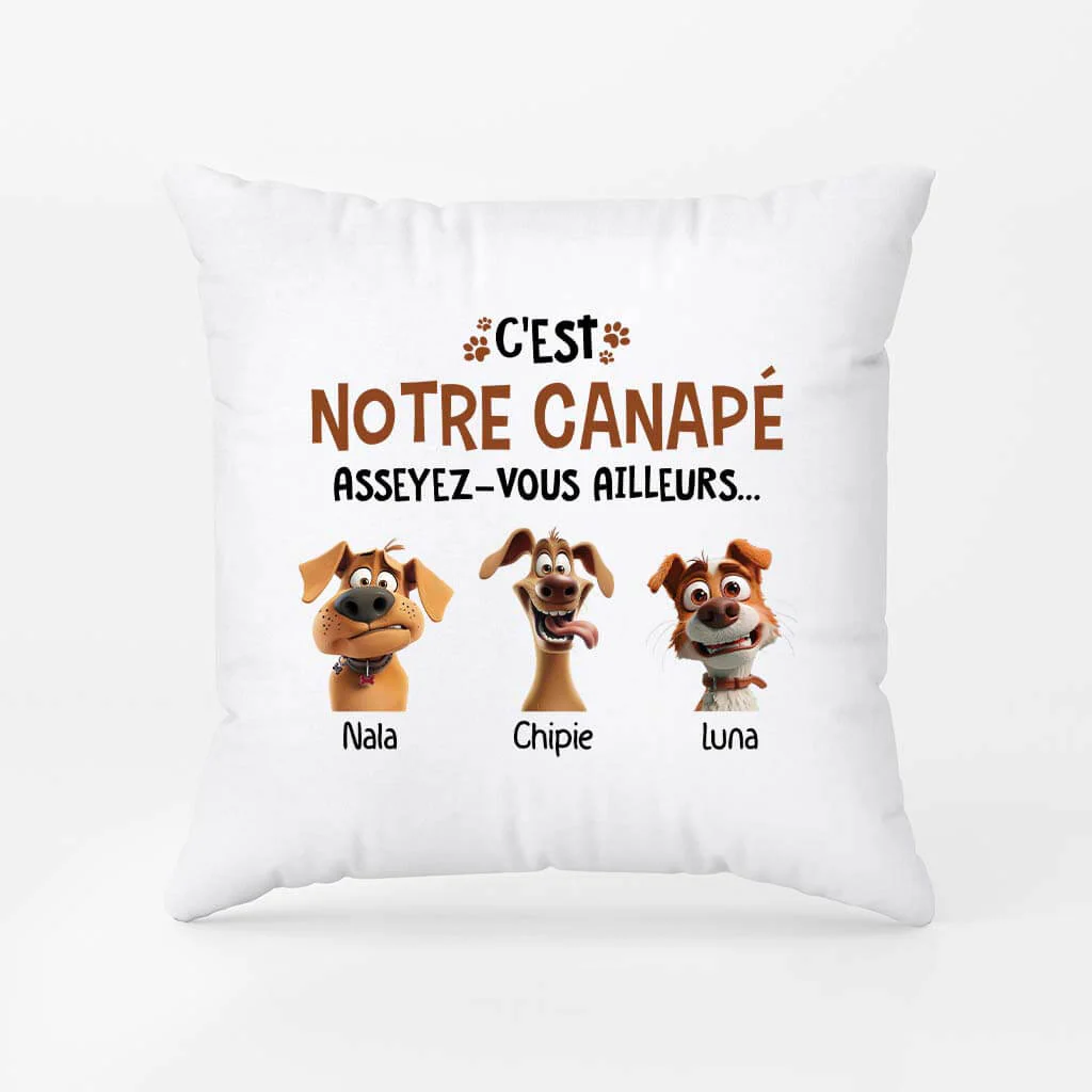 Coussin Pour Chien Personnalisé | C'est Notre Canape Asseyez Vous Ailleurs Version Chiens