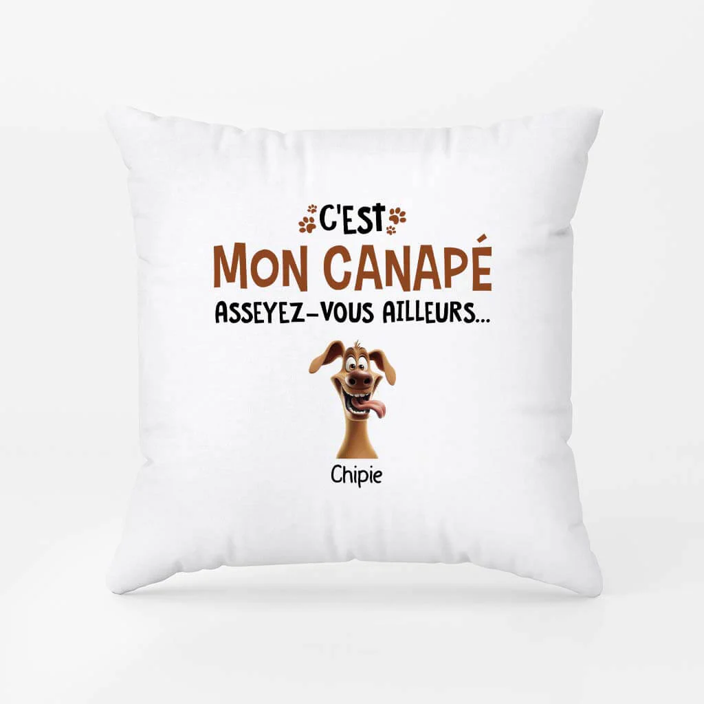 Coussin Pour Chien Personnalisé | C'est Notre Canape Asseyez Vous Ailleurs Version Chiens - Image 2