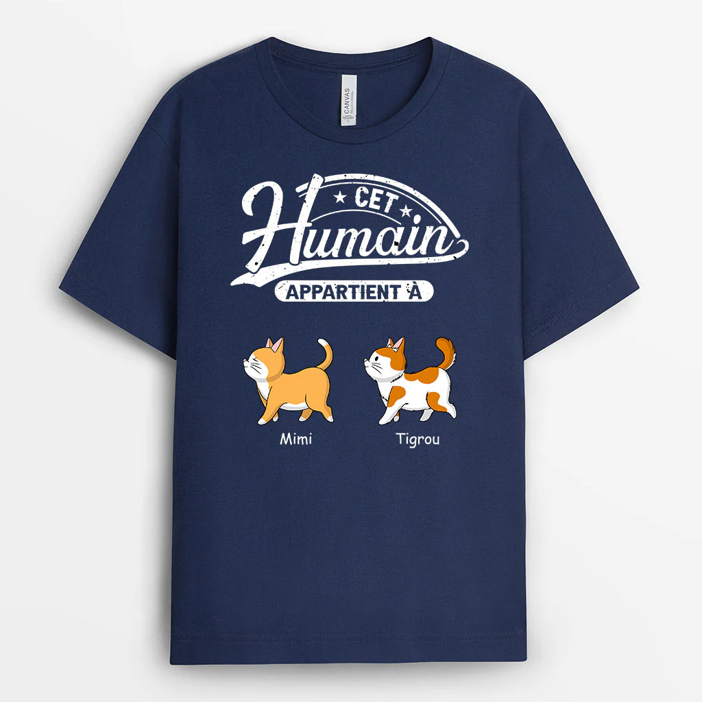 Tee shirt personnalisé chat – Cet Humain Appartient À