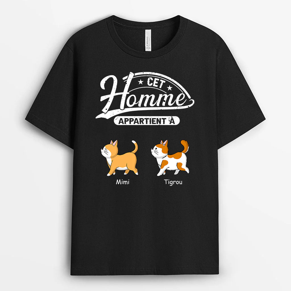 Tee shirt personnalisé chat – Cet Humain Appartient À - Image 2