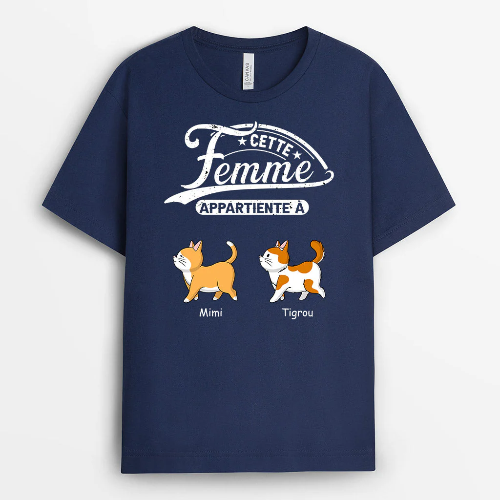 Tee shirt personnalisé chat – Cet Humain Appartient À - Image 3
