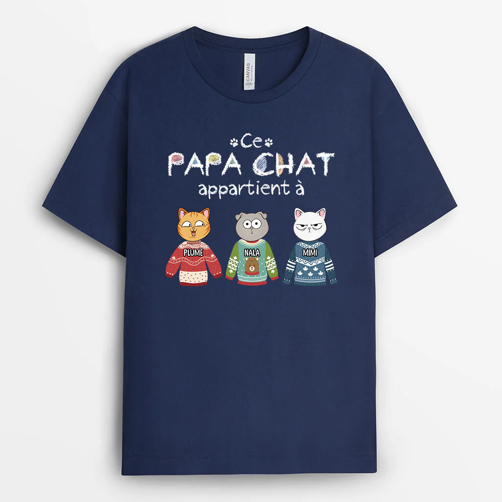 Tee Shirt Personnalisé - Maman Appartient Aux Chats Portant Les Pulls De Noel - Image 2