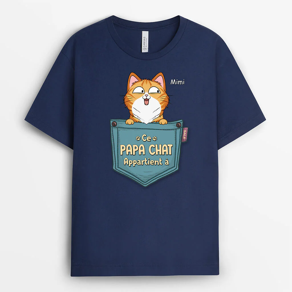 T Shirt Personnalisé - Maman Chat Appartient À Chat Dans La Poche - Image 2