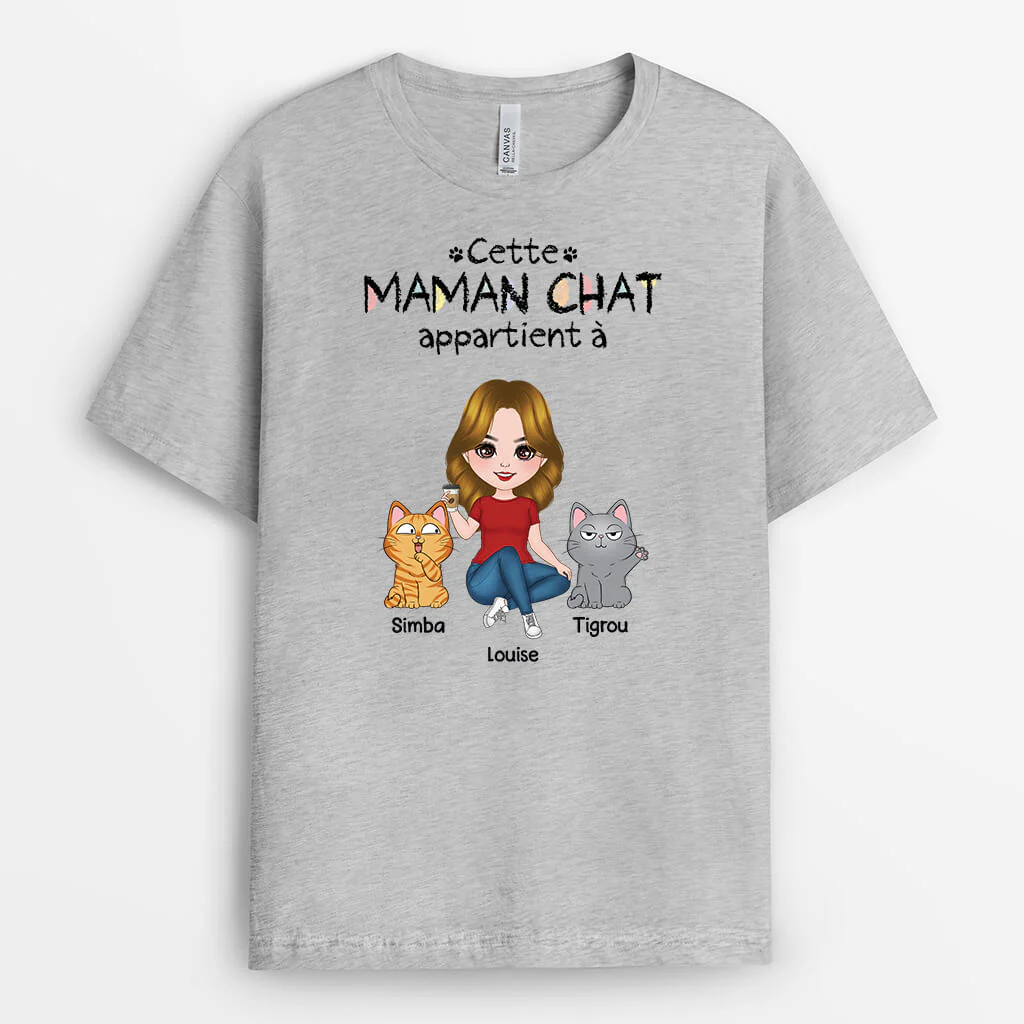 T Shirt Personnalisé - Cette Maman Chat Appartient À Chats Mignons