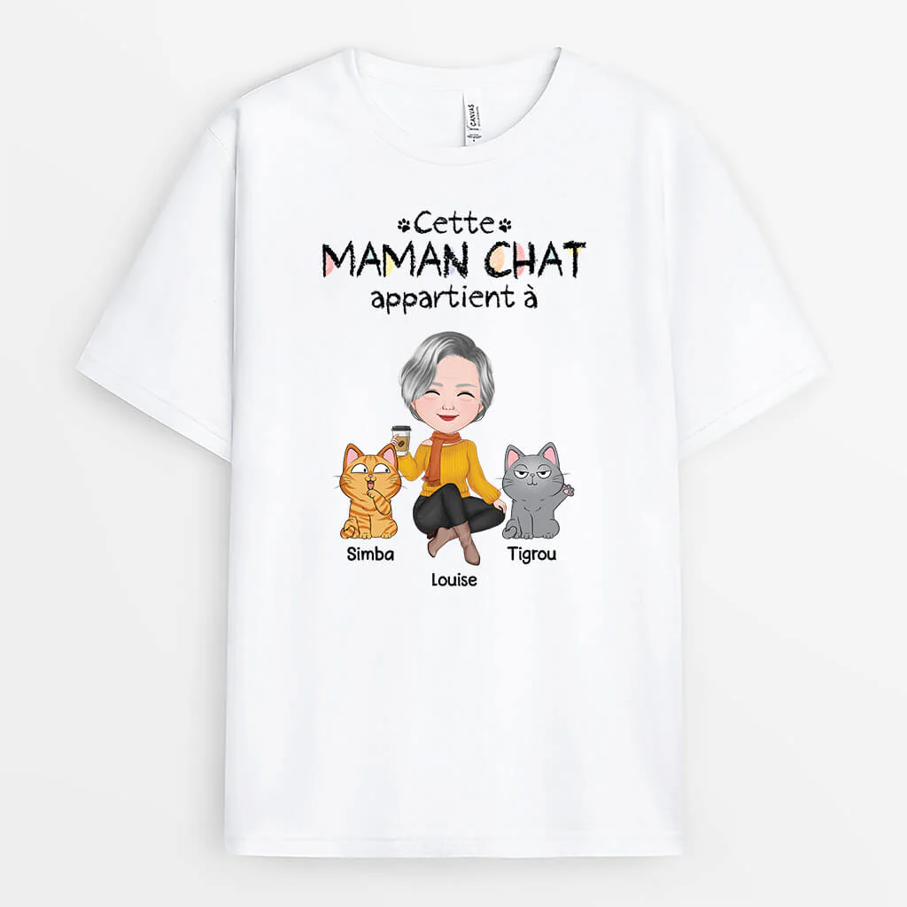 T Shirt Personnalisé - Cette Maman Chat Appartient À Chats Mignons - Image 2