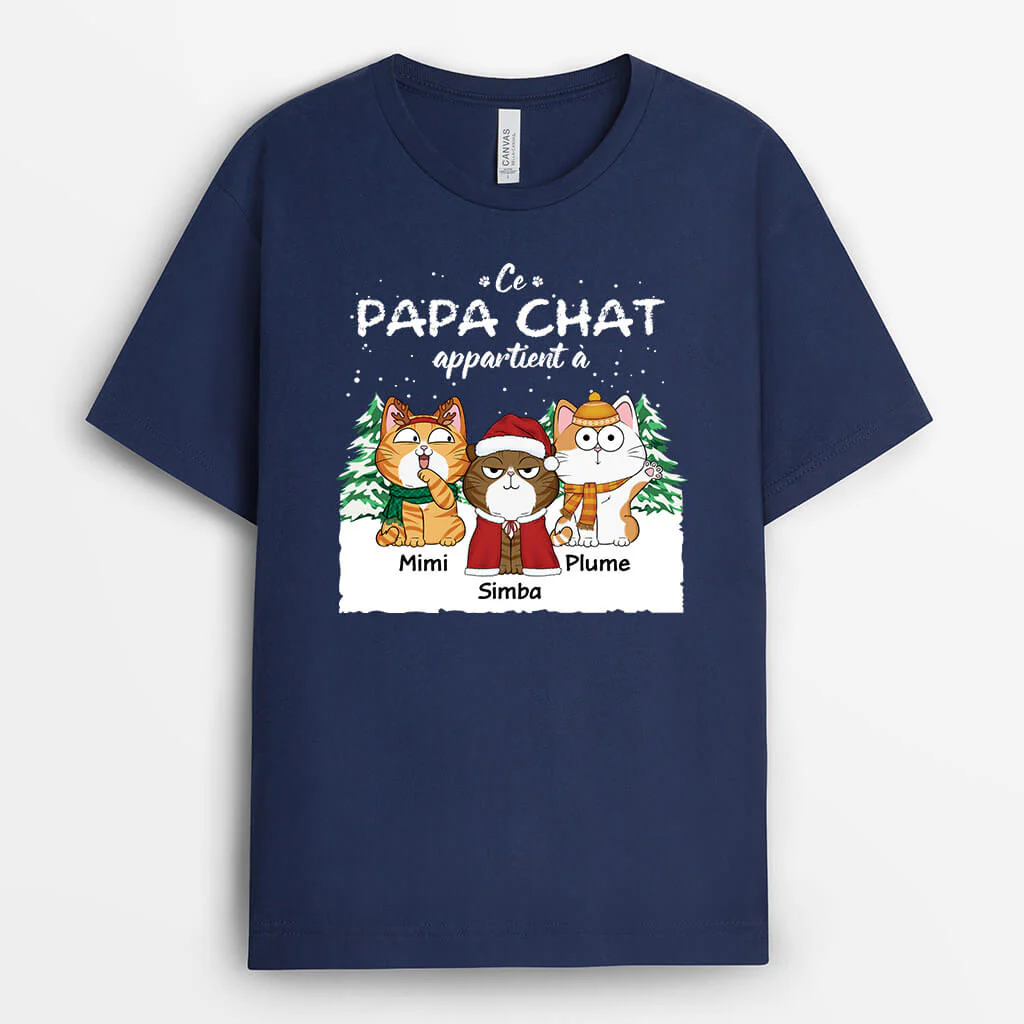 Tee Shirt Personnalisé - Maman Chat Appartient À Version Noël - Image 2