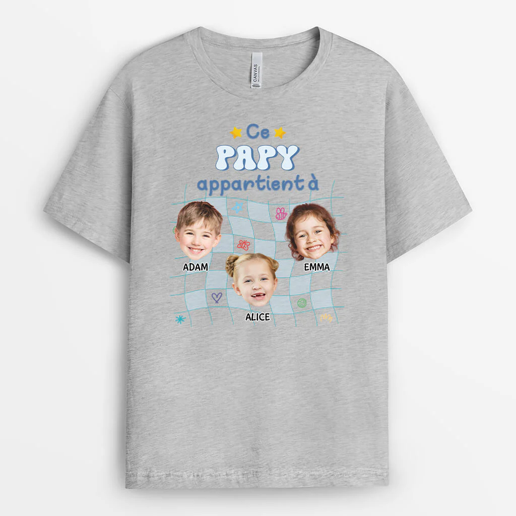 Tee Shirt Mamie Personnalisé - Cette Mamie Appartient À Avec Visages Des Petits-Enfants - Image 2