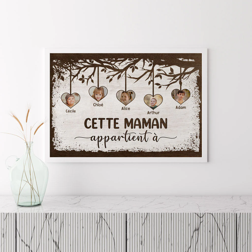 Poster Personnalisé Mamie - Cette Mamie Appartient À | Arbre De Vie Et Photo - Image 3