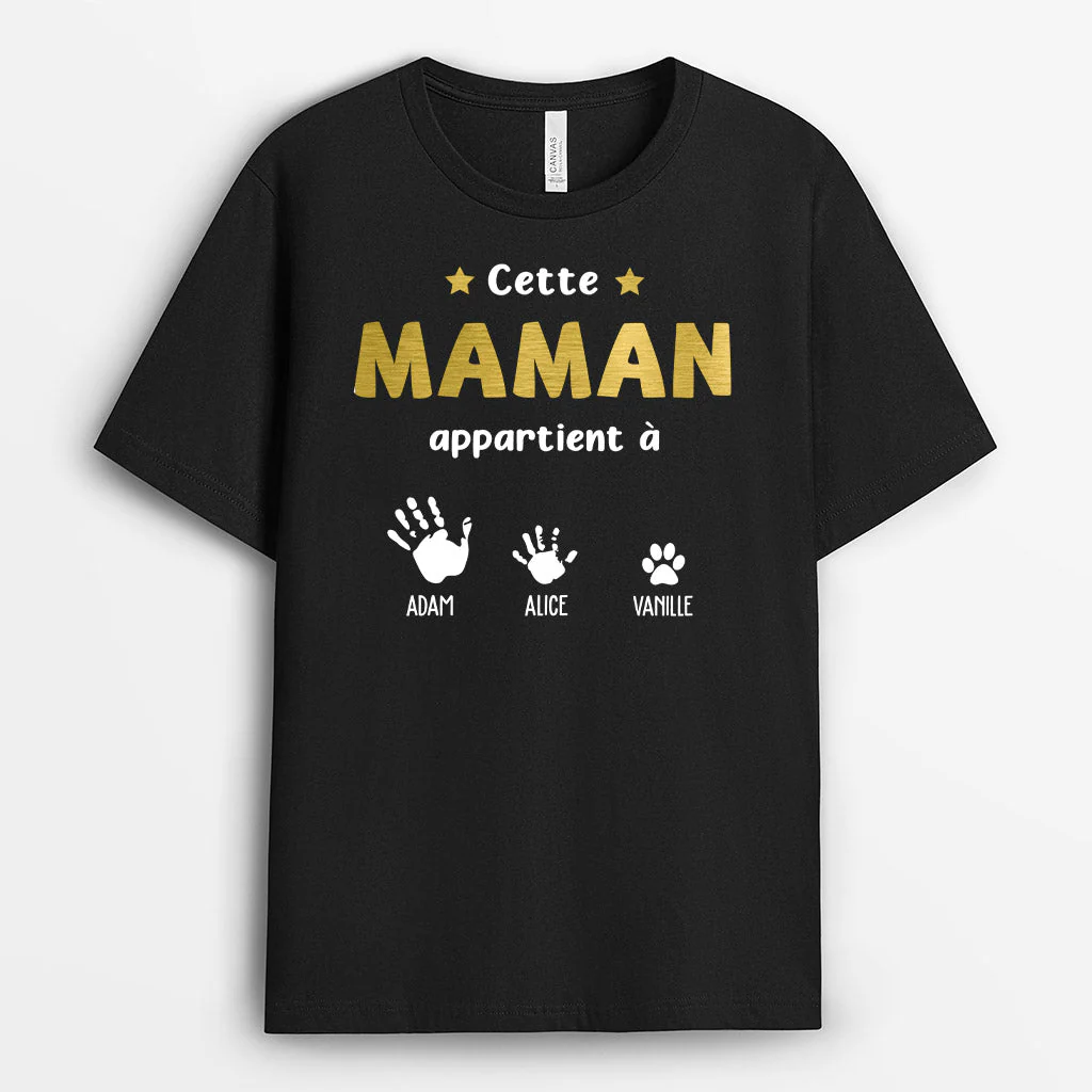 T Shirt Personnalisé Mamie -  Cette Mamie Appartient À | Avec Mains et Empreintes - Image 2