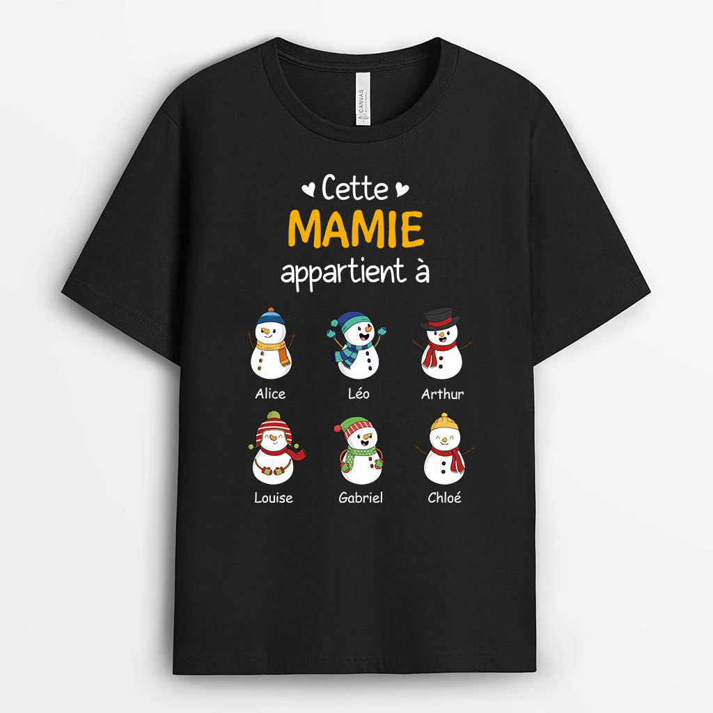 Tee Shirt Mamie Personnalisé - Cette Mamie Appartient À | Avec Bonhommes