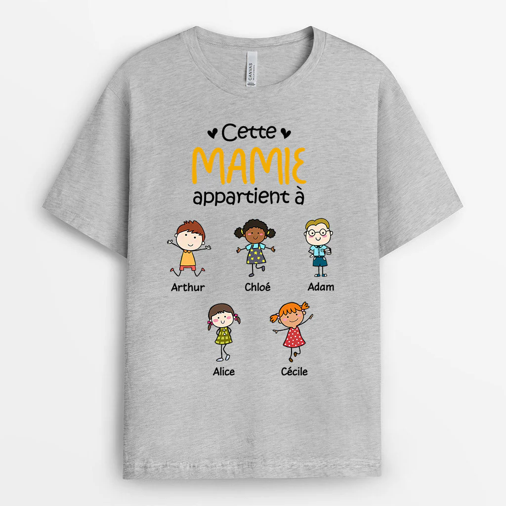 T Shirt Personnalisé Mamie - Cette Mamie Appartient À | Avec Enfants