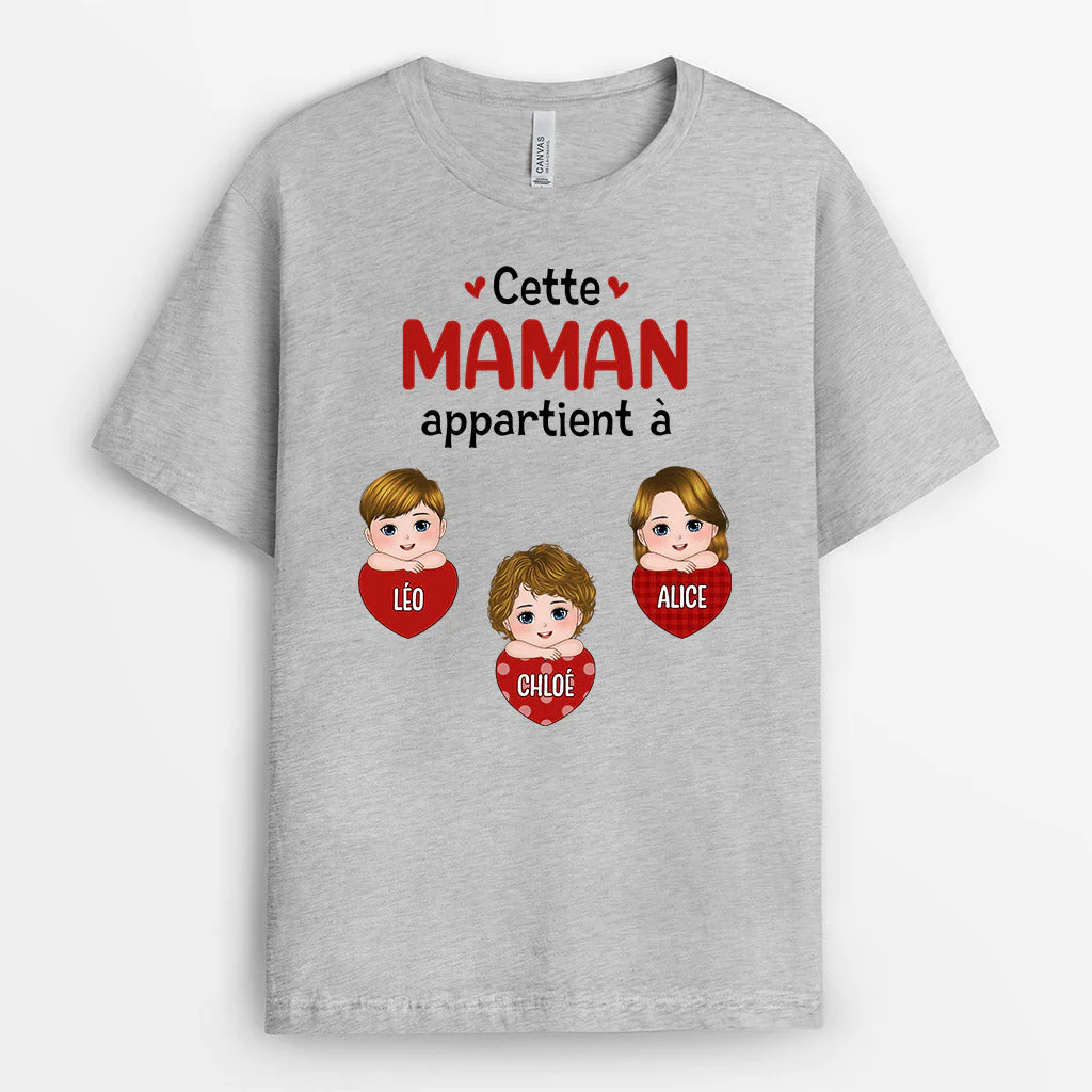 Tee Shirt Personnalisé Mamie - Cette Mamie Appartient À | Avec Petits Cœurs - Image 2