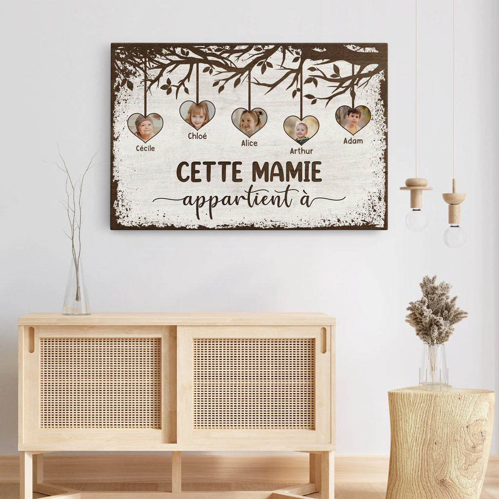 Toile Personnalisée Mamie - Cette Mamie Appartient À Avec Arbre De Vie Et Photo - Image 3