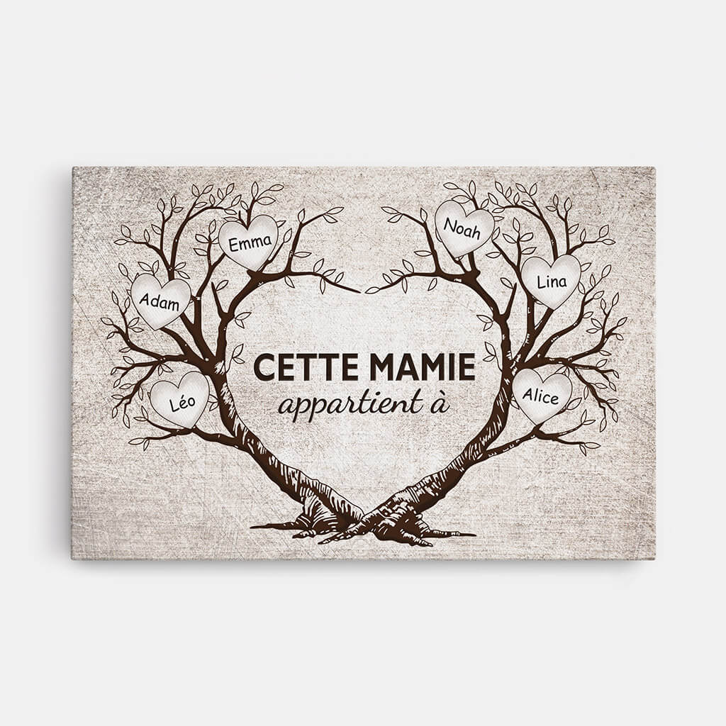 Toile Personnalisée Mamie - Cette Mamie Appartient À Version Arbre De Vie Cœur