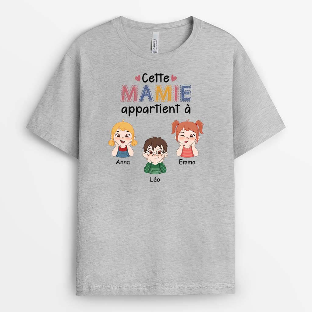 Cette Mamie Appartient Aux Petits-Enfants Mignons Version Colorée -  T Shirt Personnalisé Pour Mamie