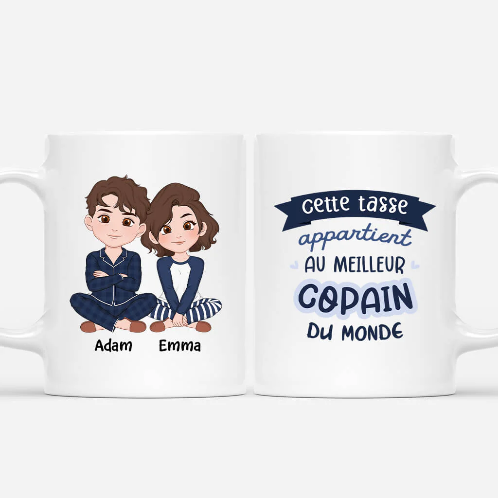 Mug Personnalisé Couple - Cette Tasse Appartient Au Meilleur Copain Du Monde