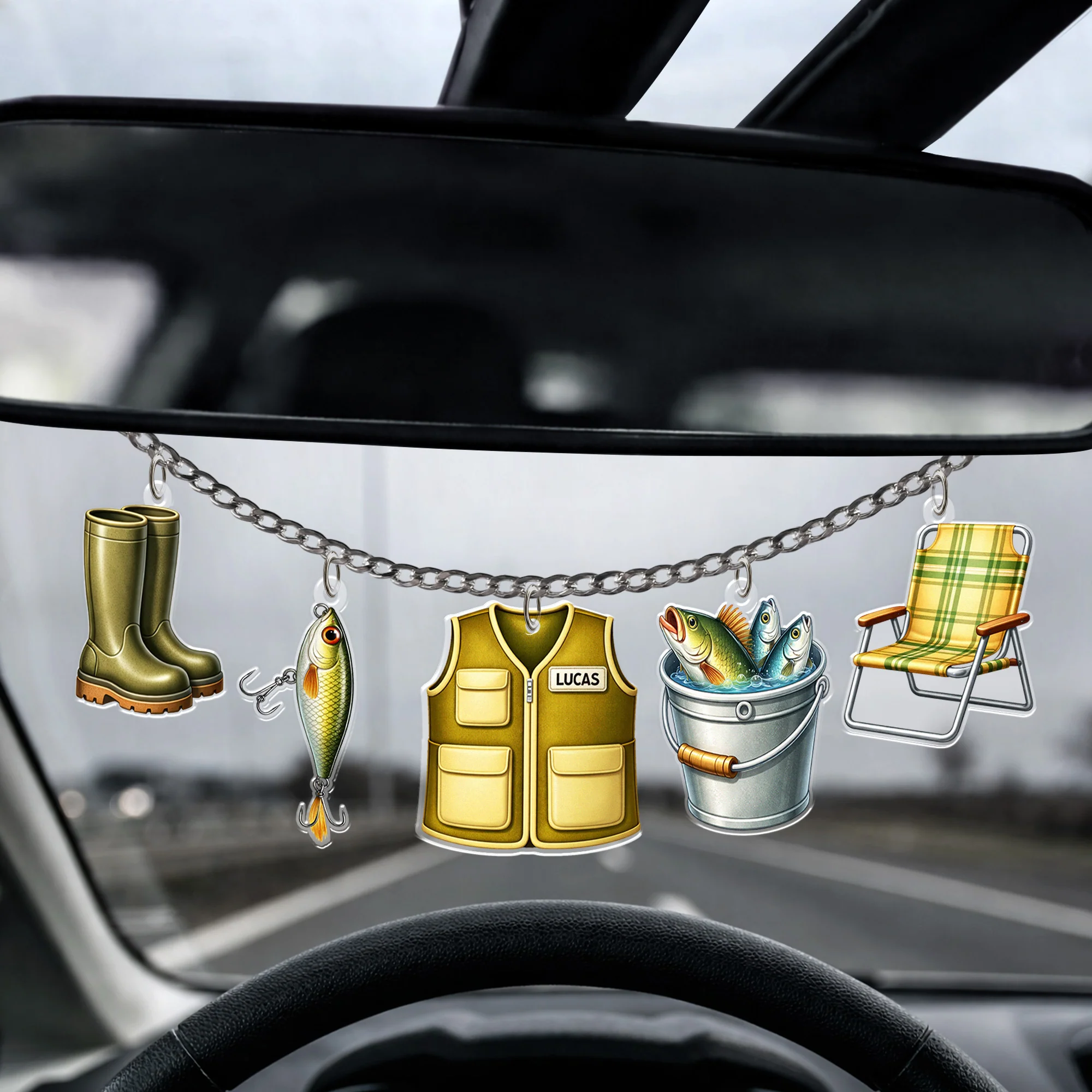 Charmes De Voiture Personnalisées - Cadeau Pour Pêcheur Papa Papy