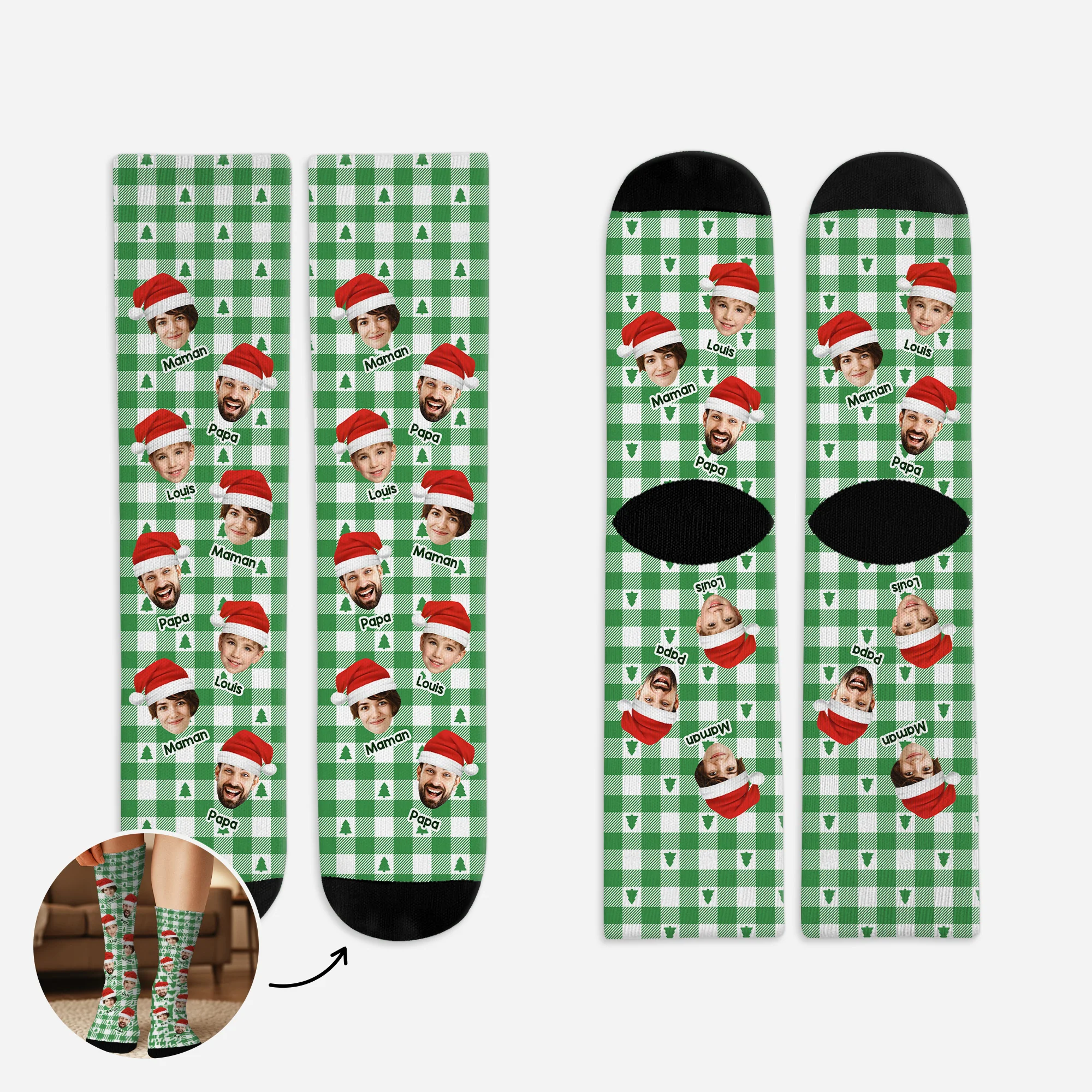 Chaussette De Noël Personnalisée Photo Pour Femme/Homme - Toi Et Moi À Noël