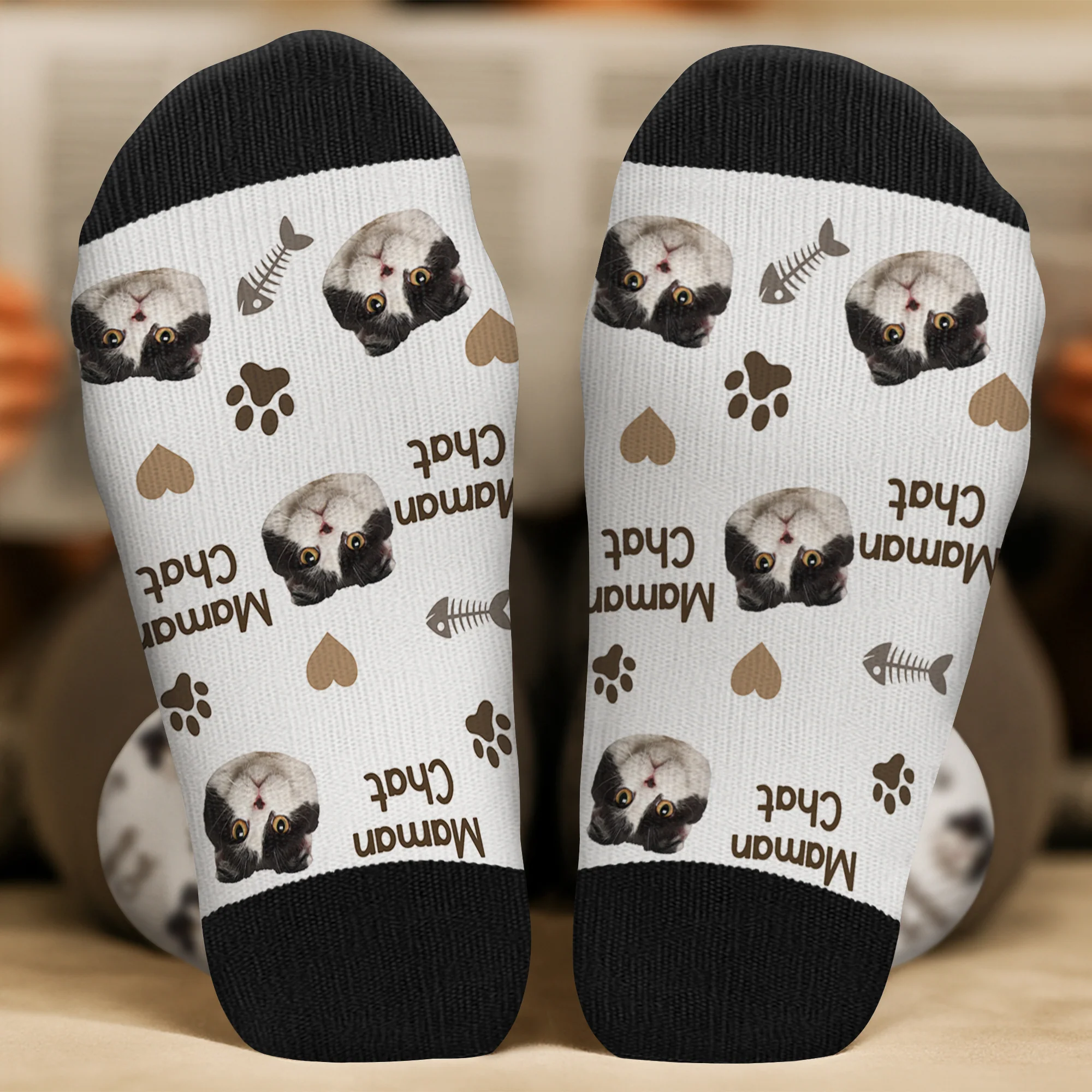 Chaussettes Chat Personnalisés – Chaussettes Tête De Chat Maman - Image 2