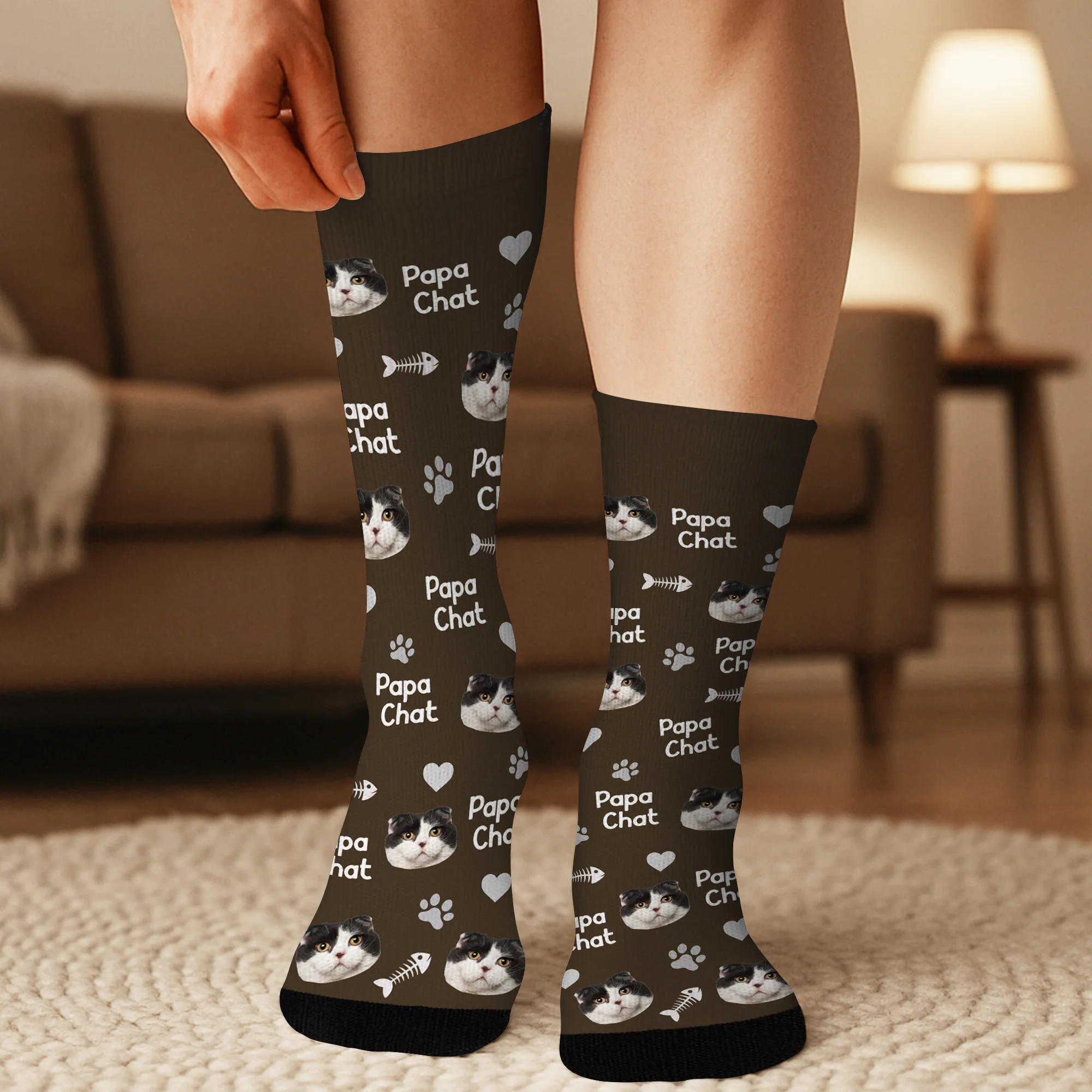 Chaussettes Chat Personnalisés – Chaussettes Tête De Chat Maman - Image 3