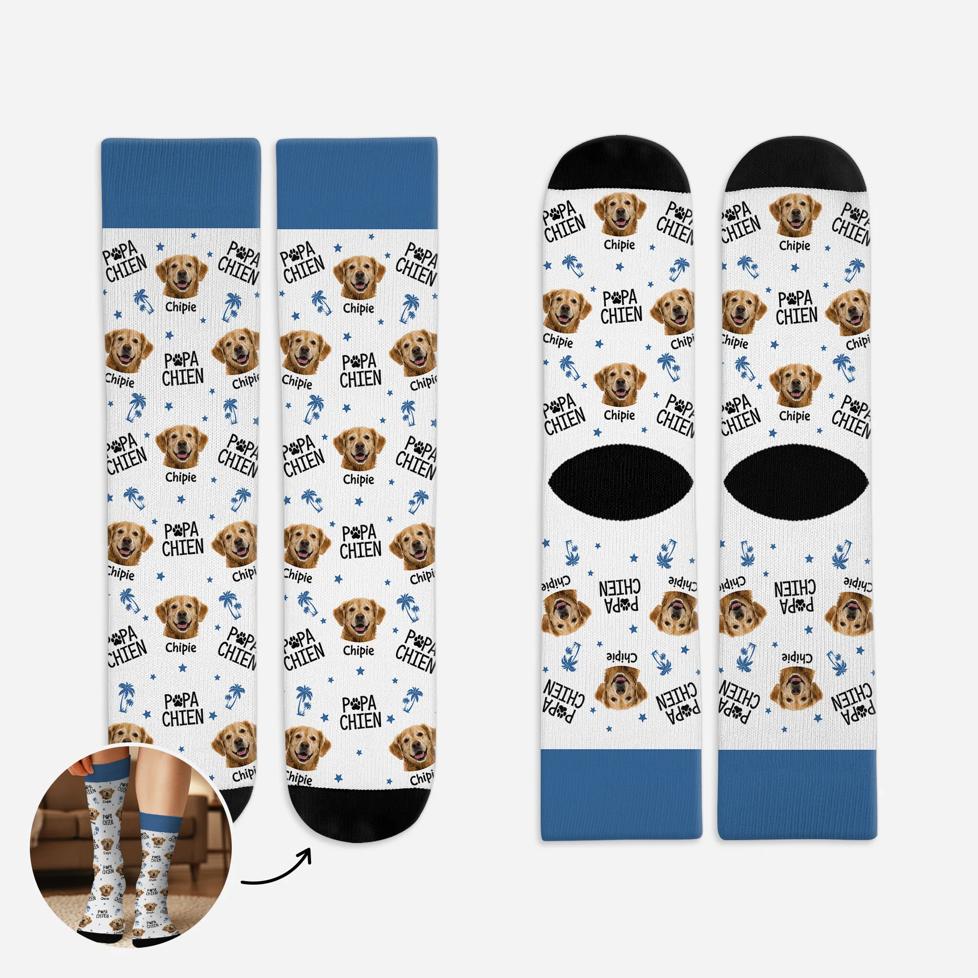 Chaussette Tête Personnalisée - Maman/Papa Chien