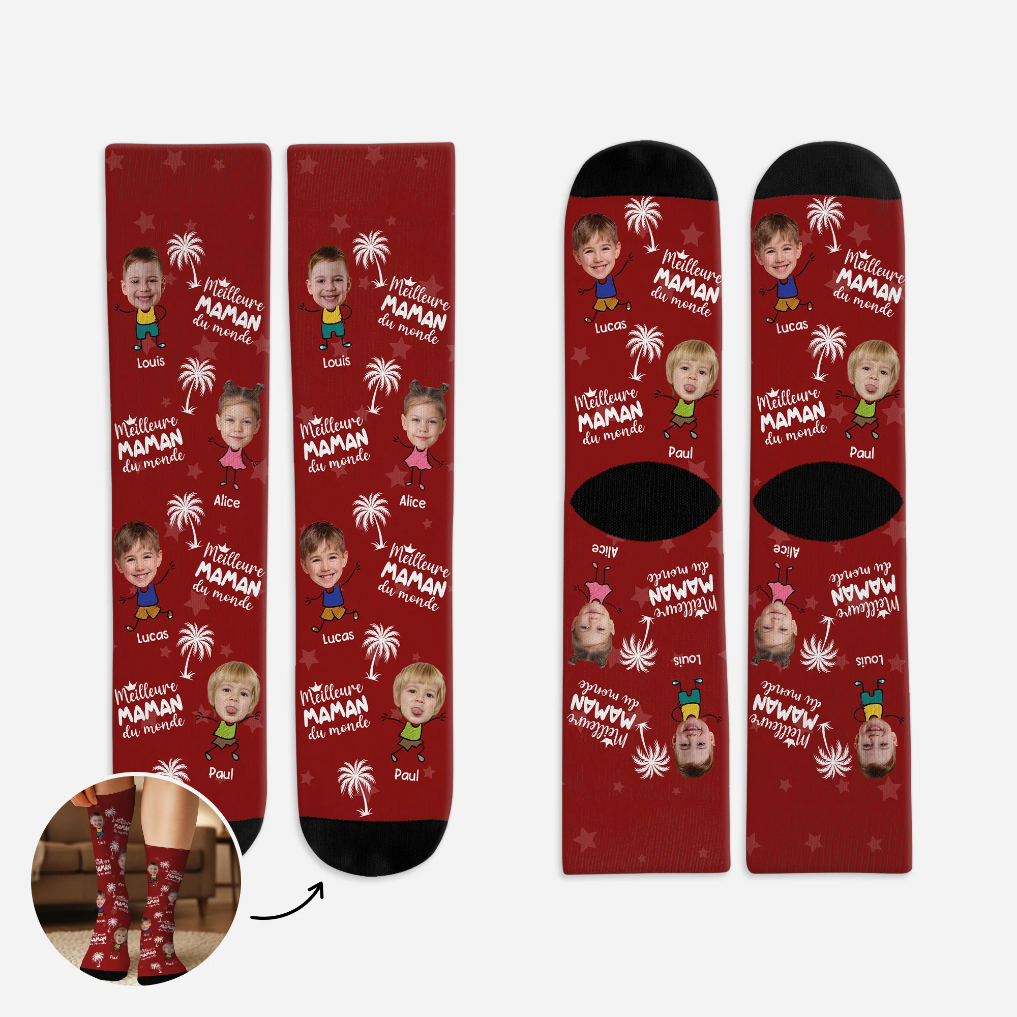 Chaussettes Personnalisées Avec Visage - Meilleure Maman
