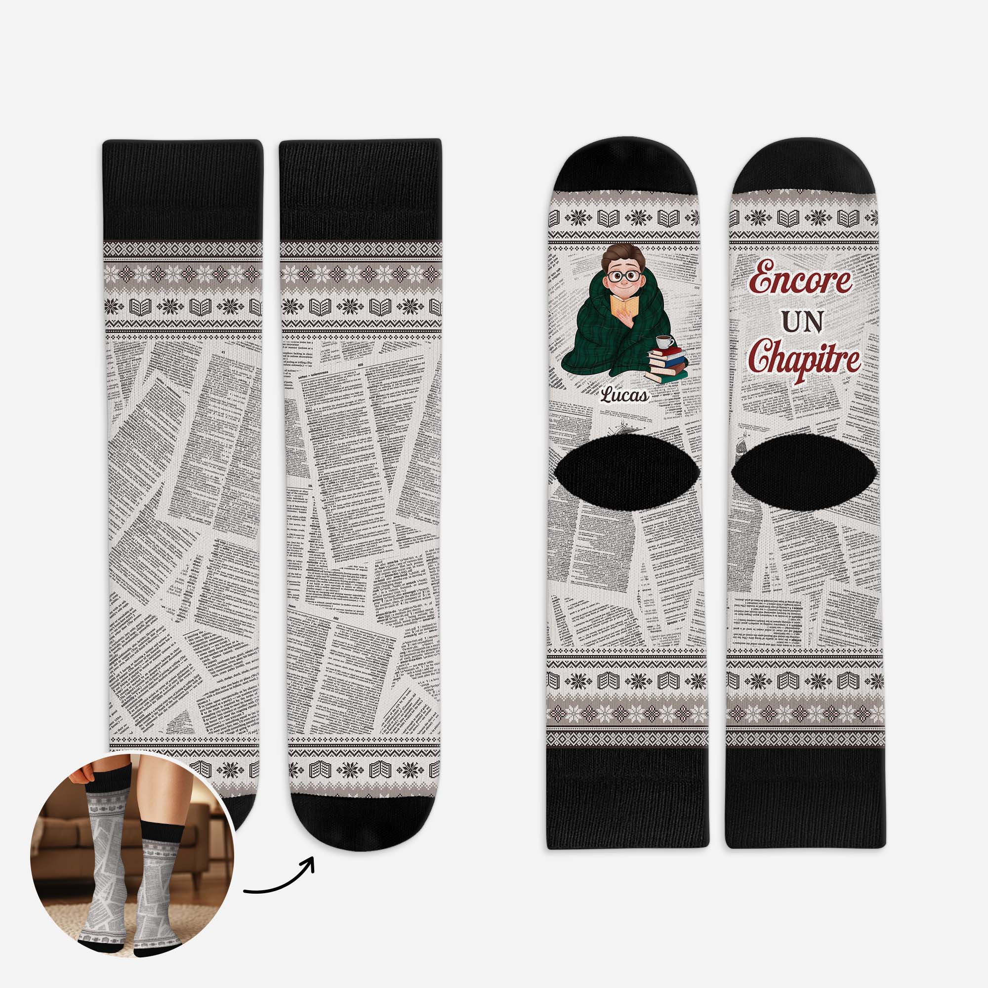 Chaussette Personnalisée Homme Aime Les Livres - Juste Un Chapitre De Plus