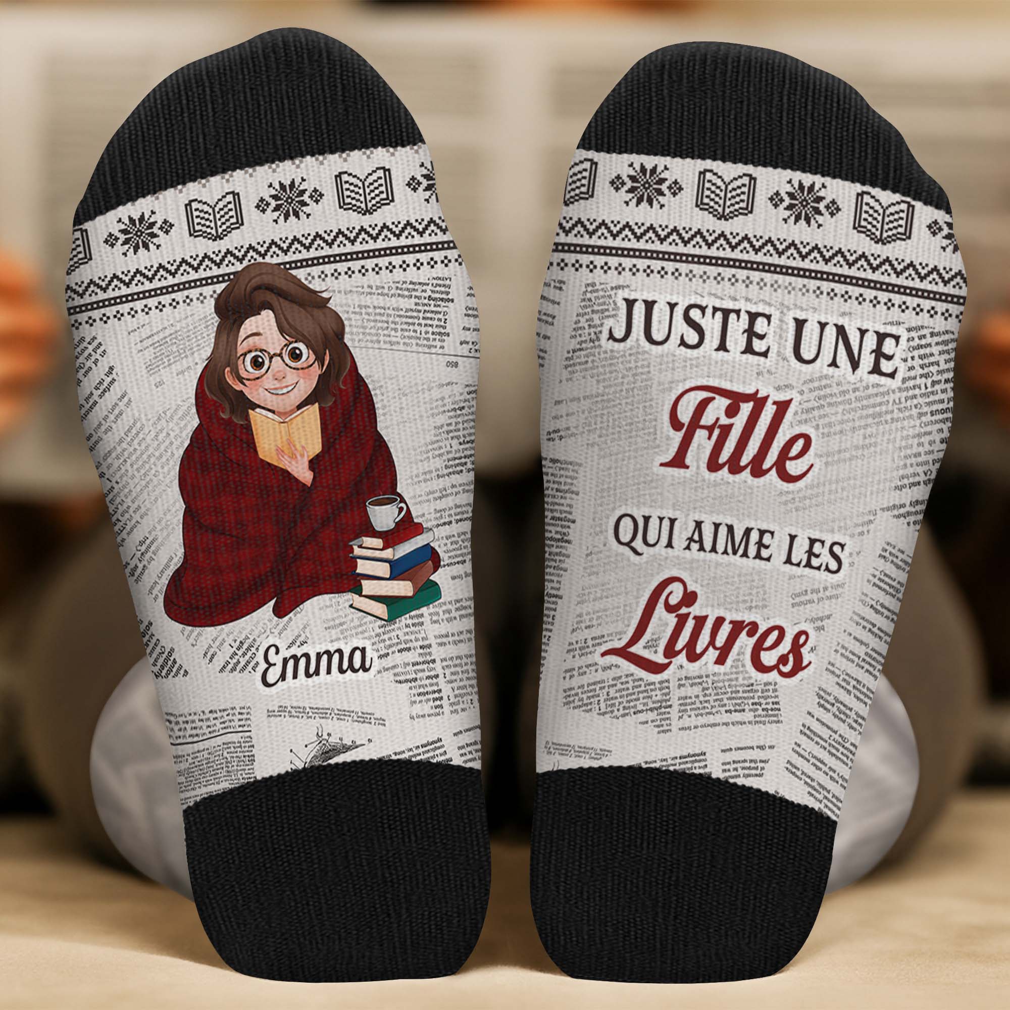 Chaussette Personnalisée Homme Aime Les Livres - Juste Un Chapitre De Plus - Image 2