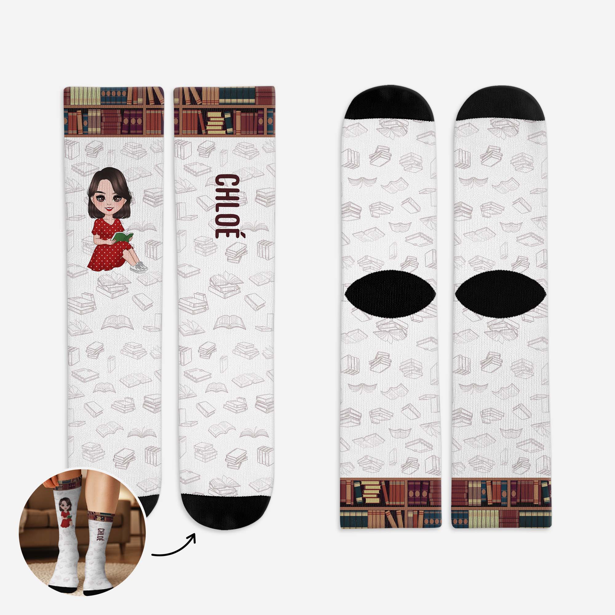 Chaussettes Personnalisées - Cadeau Pour Les Amoureux Des Livres