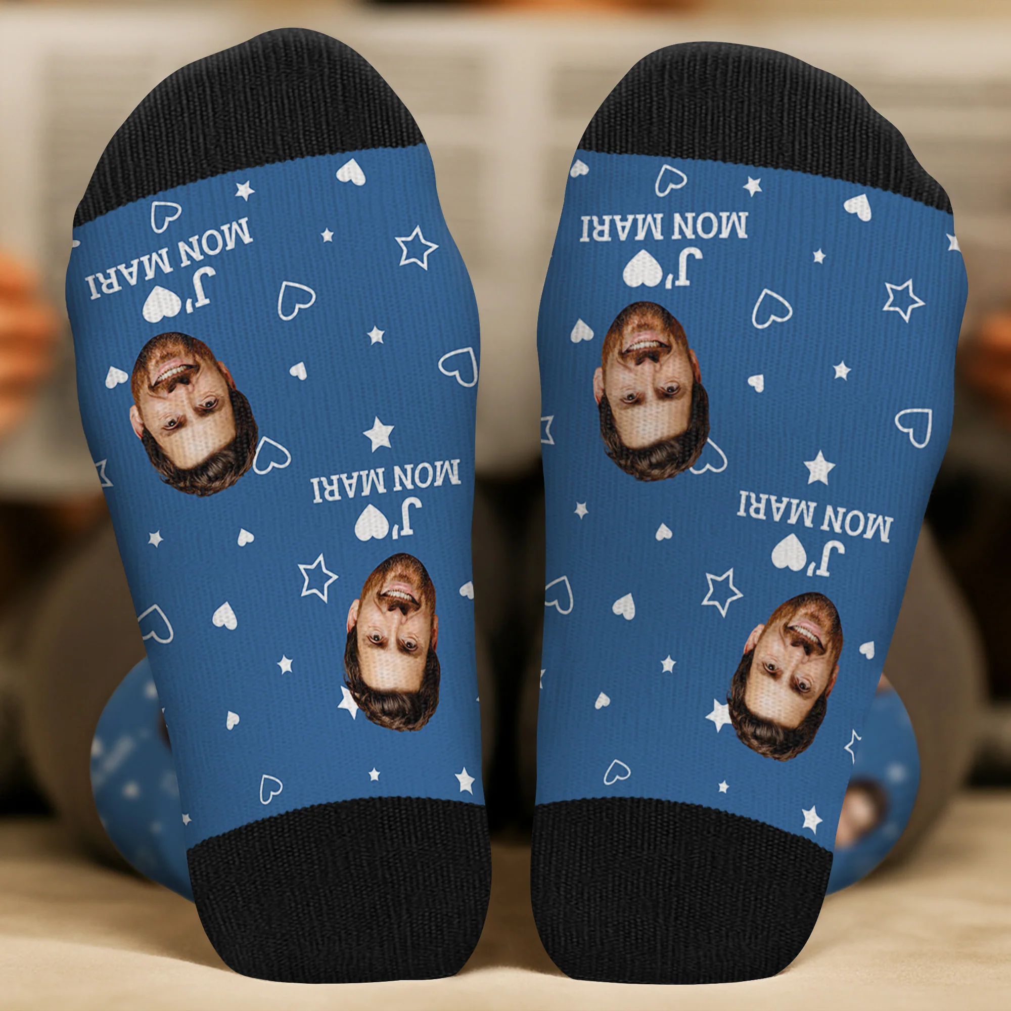 Chaussette Personnalisé Photo Couple – J’aime Ma Femme/Mon Mari - Image 2