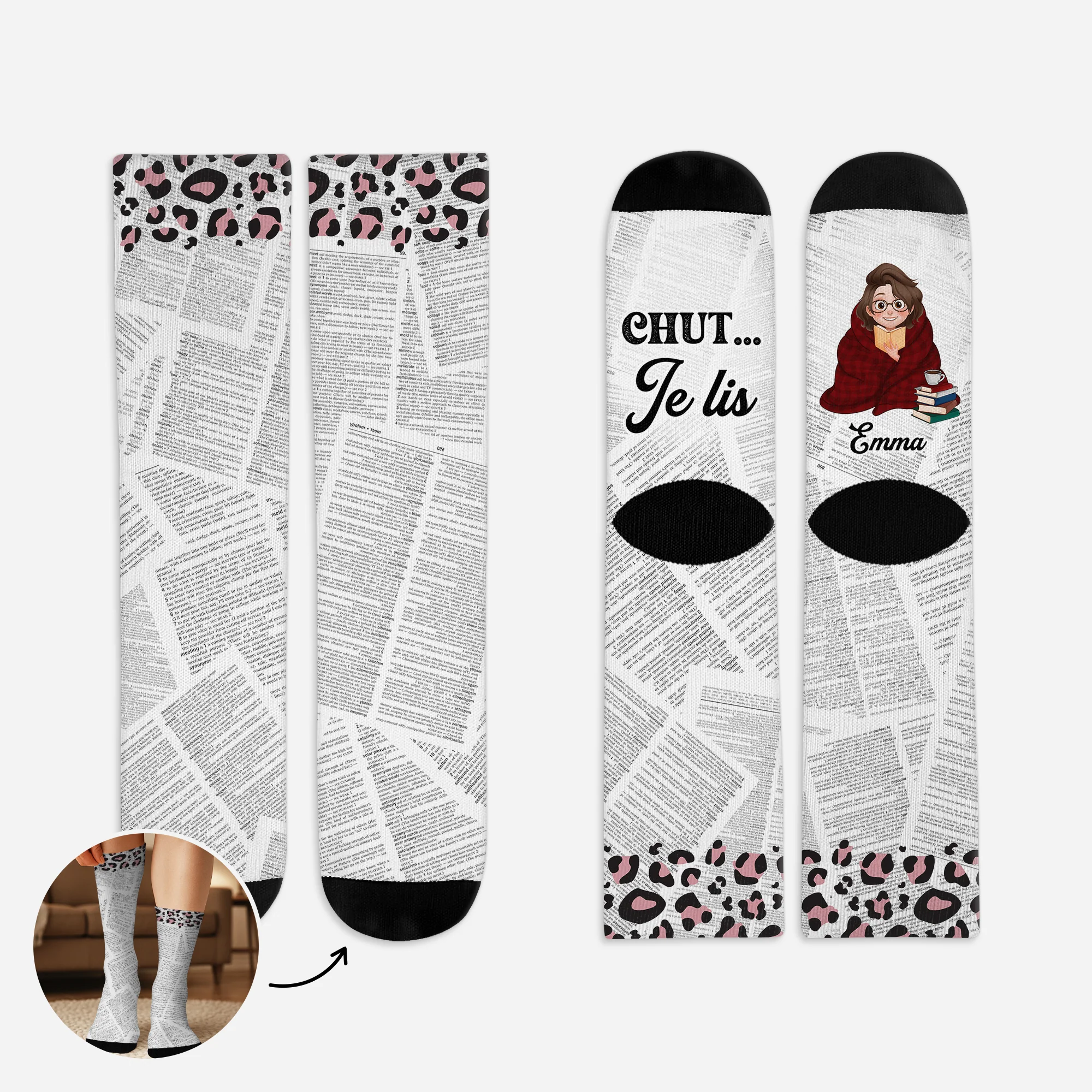 Chaussette Personnalisée Lecture - Juste Une Fille Qui Aime Livres