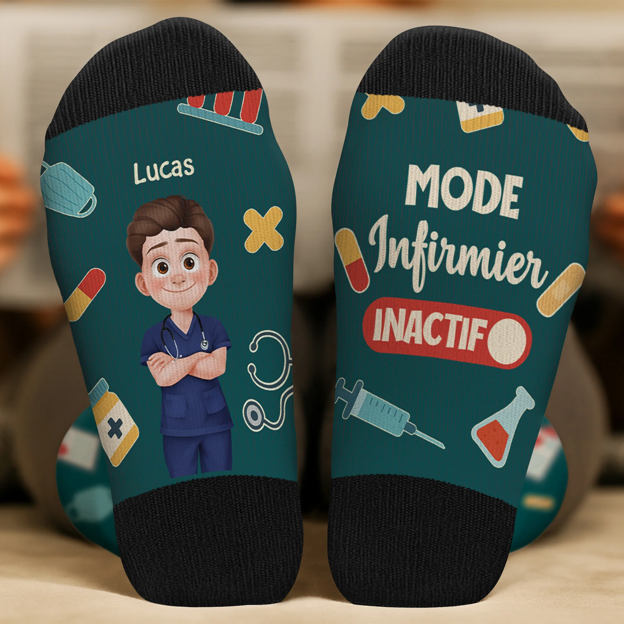 Chaussette Personnalisée Texte - Modèle Infirmière - Image 2
