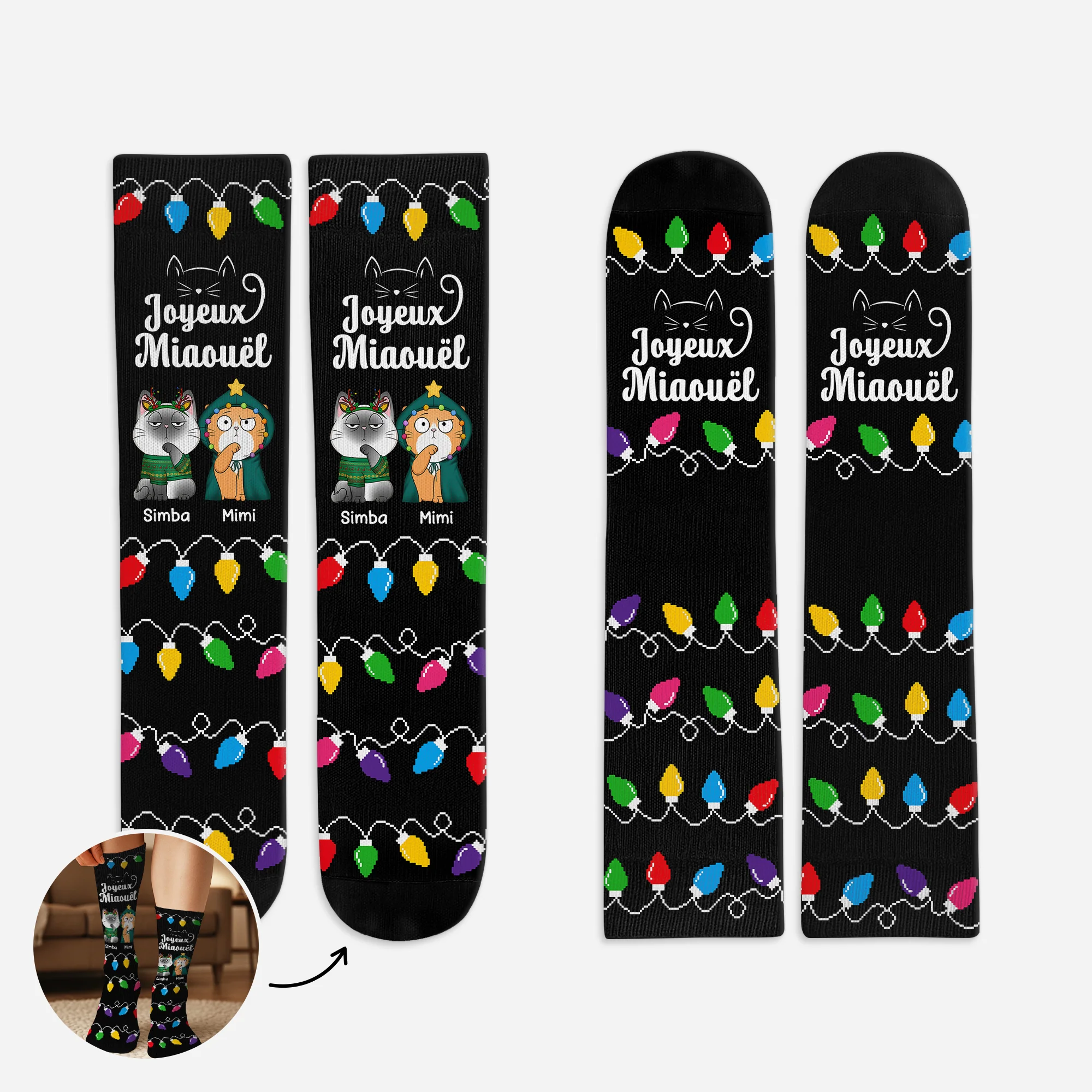 Chaussette De Noel Personnalisé – Joyeux Miaouel Chat