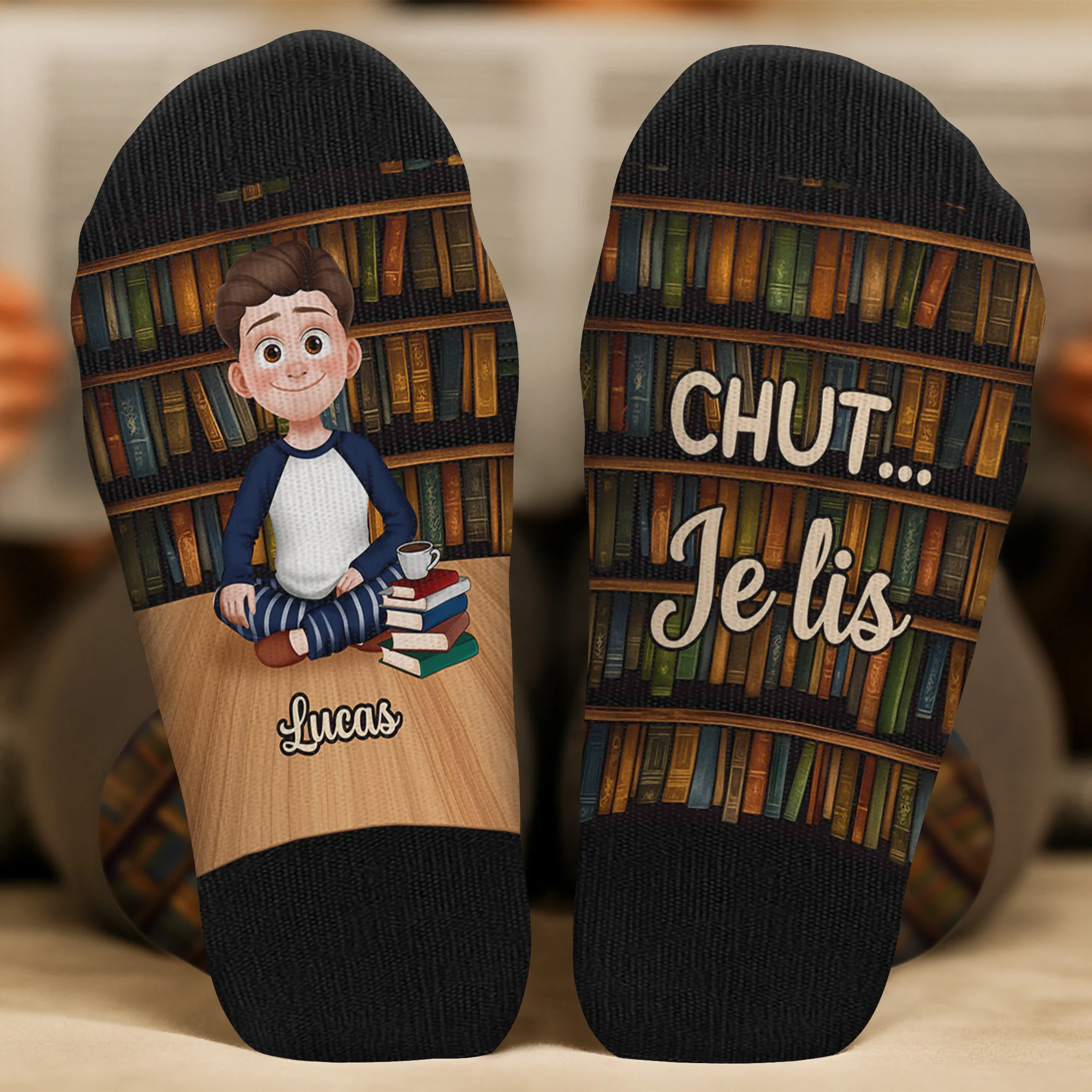 Chaussettes Personnalisées Pour Fan De Lecture - Fille Qui Aime Les Livres - Image 2
