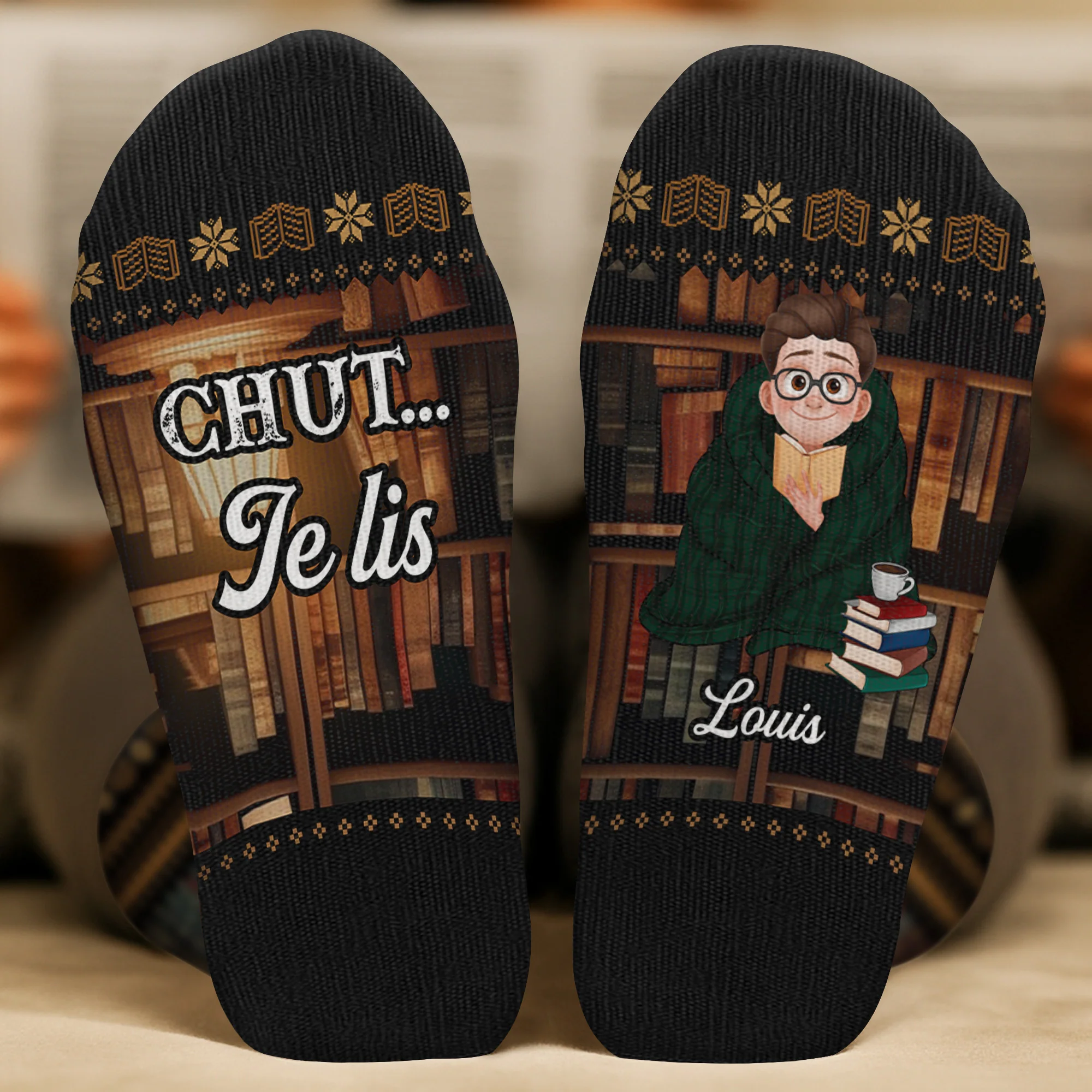 Chaussettes Personnalisées Pour Femme Et Homme - Juste Une Fille Qui Aime Les Livres - Image 2