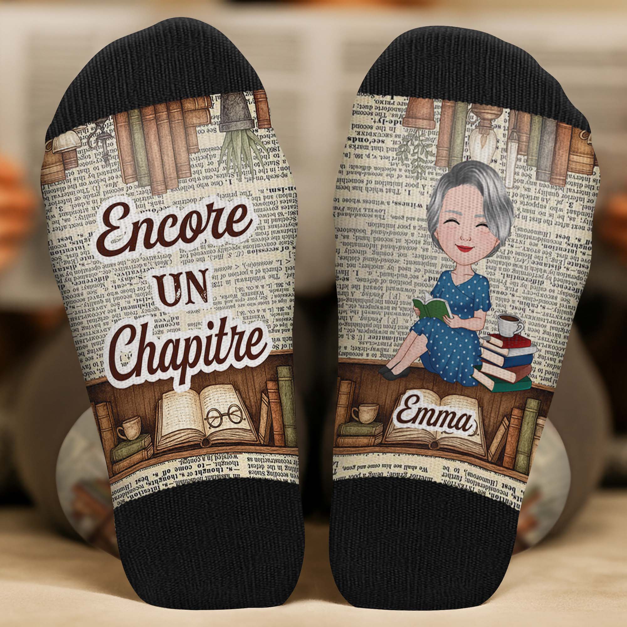 Chaussettes Personnalisées Pour Femme - Fille Qui Aime Ses Livres - Image 2