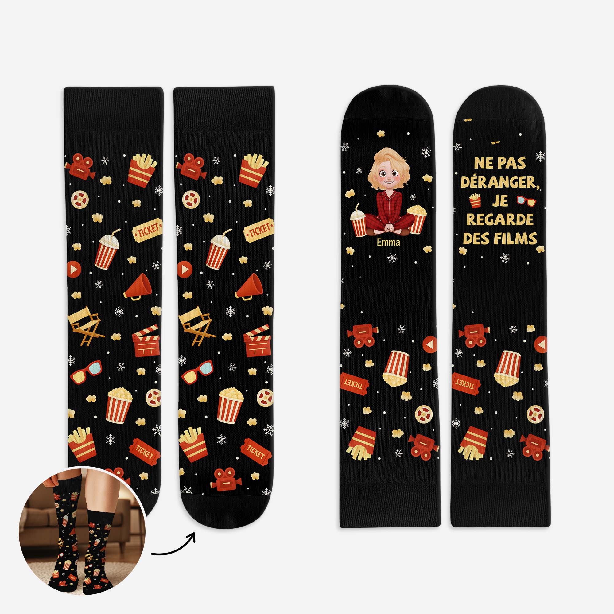 Chaussettes Personnalisées Pour Femme/Homme - Regarder Des Films