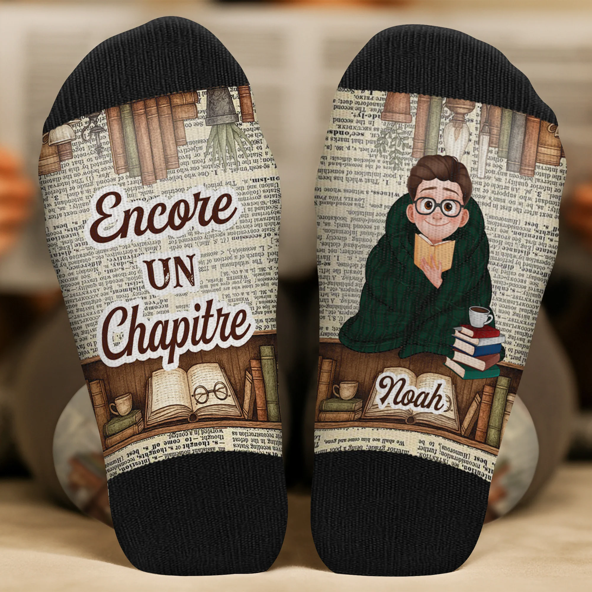Chaussettes Personnalisées Pour Amoureux Des Livres - Chut Je Lis Style Vintage - Image 2