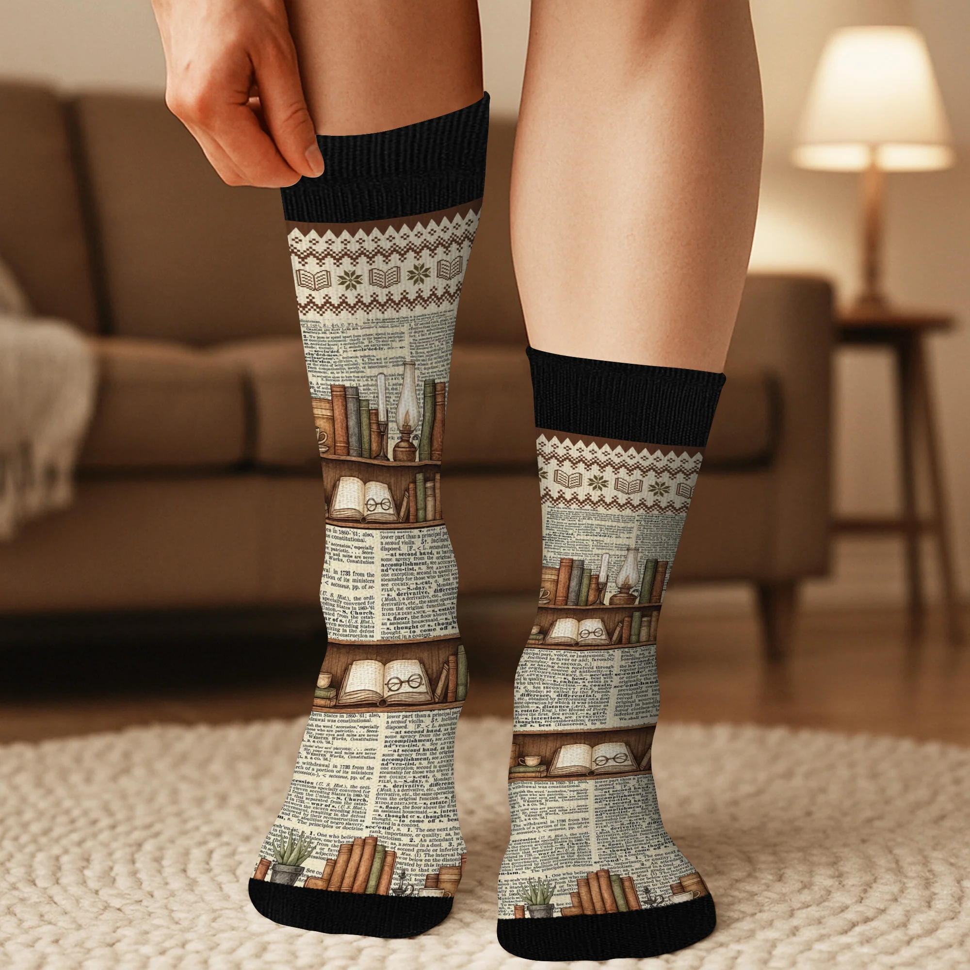 Chaussettes Personnalisées Pour Amoureux Des Livres - Chut Je Lis Style Vintage - Image 3