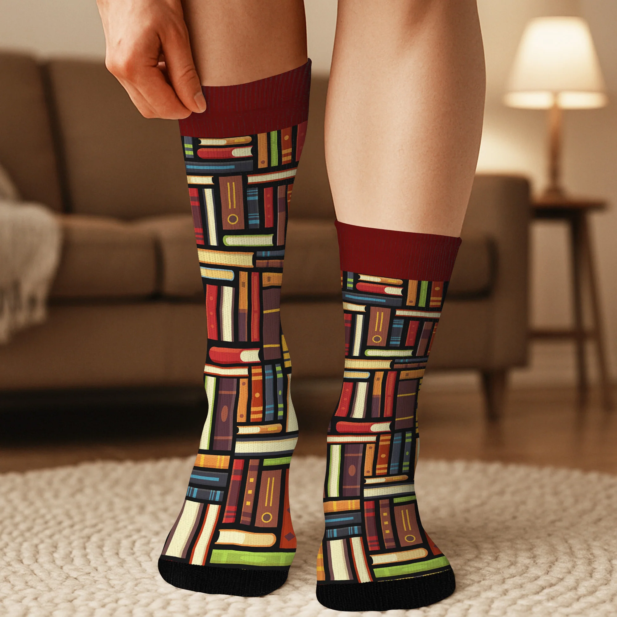 Chaussettes Personnalisées Pour Amoureux Des Livres - Chut Je Lis Avec Chien - Image 3