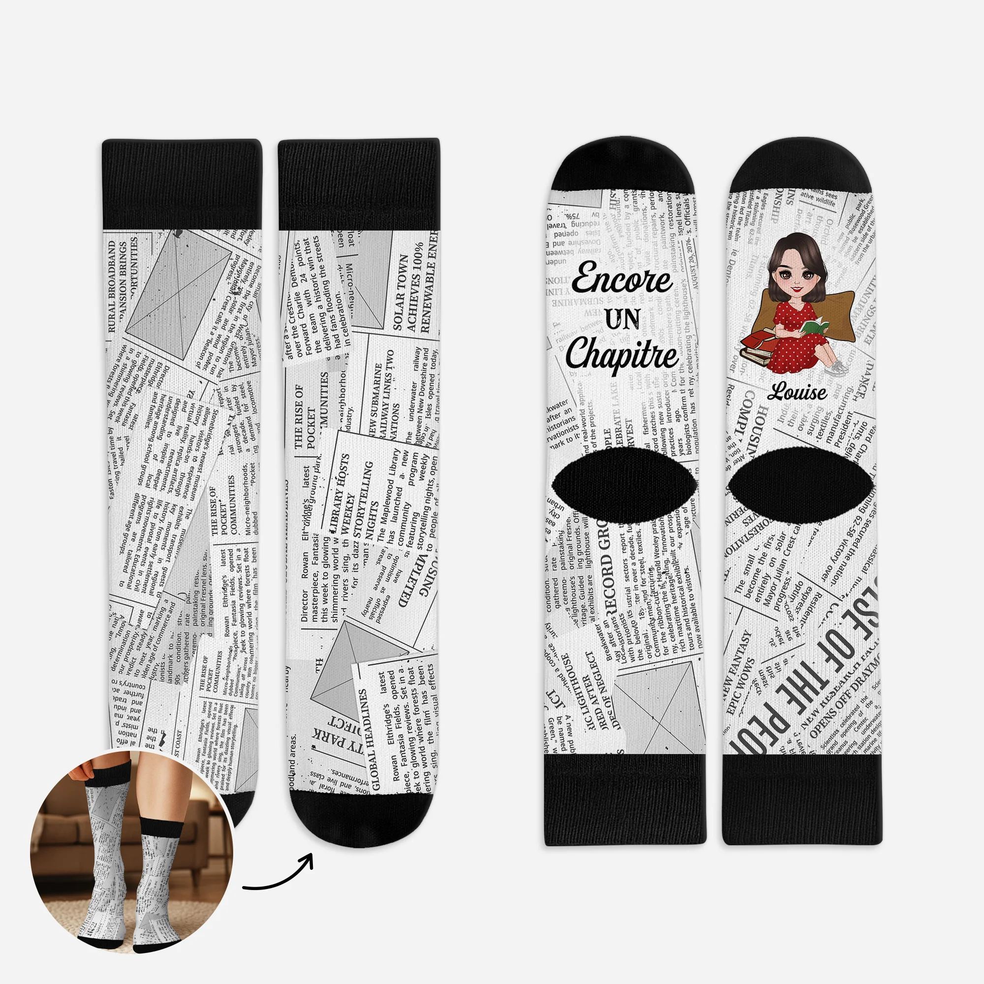 Chaussettes Personnalisées Pour Les Amoureux Des Livres - Encore Un Chapitre