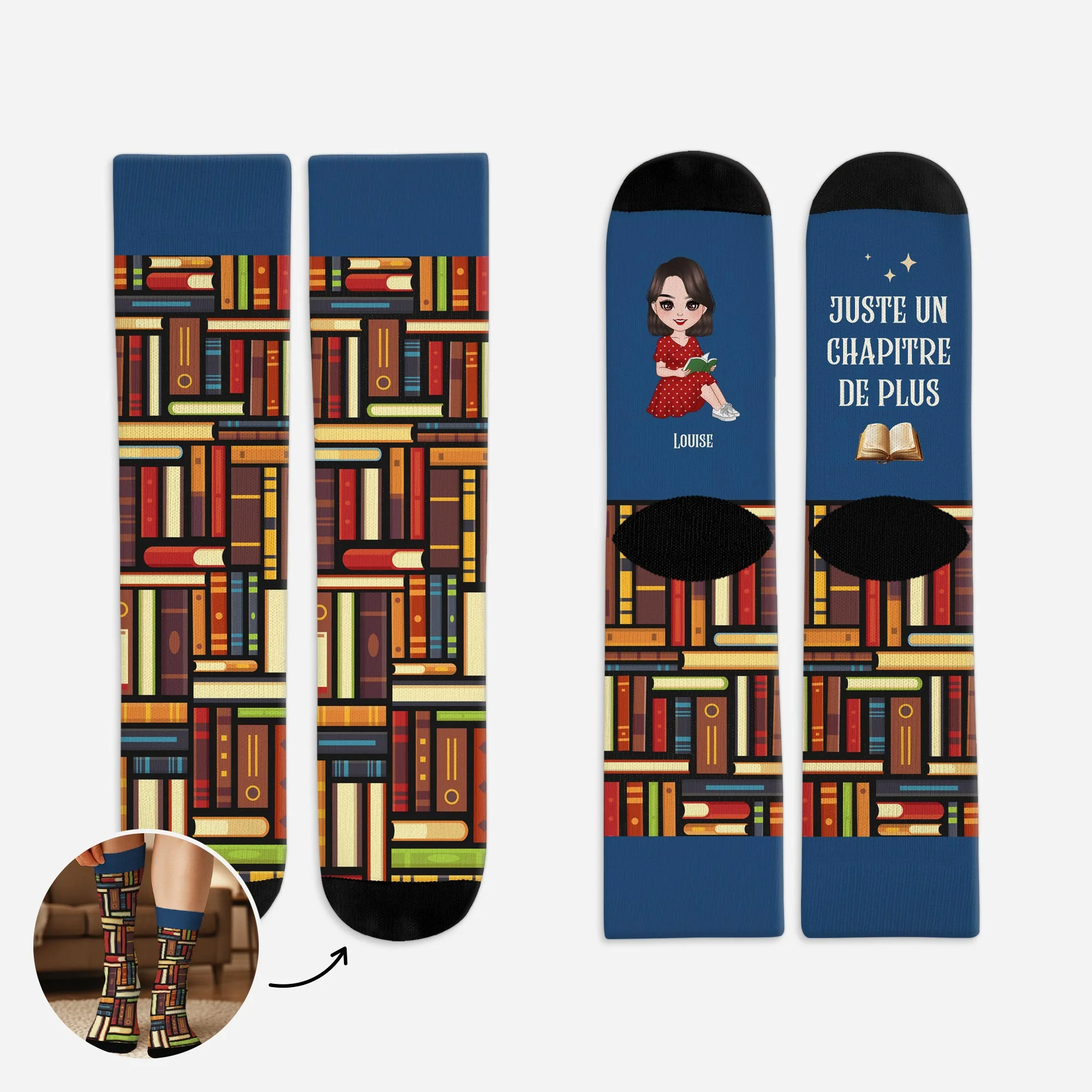 Chaussettes Personnalisées Pour Les Amoureux Des Livres - Juste Un Chapitre De Plus