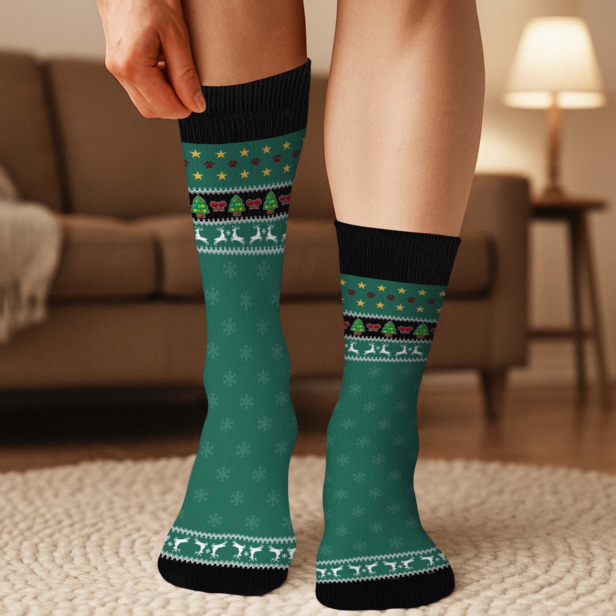 Chaussettes Personnalisées - Une Fille Et Son Chat - Image 3