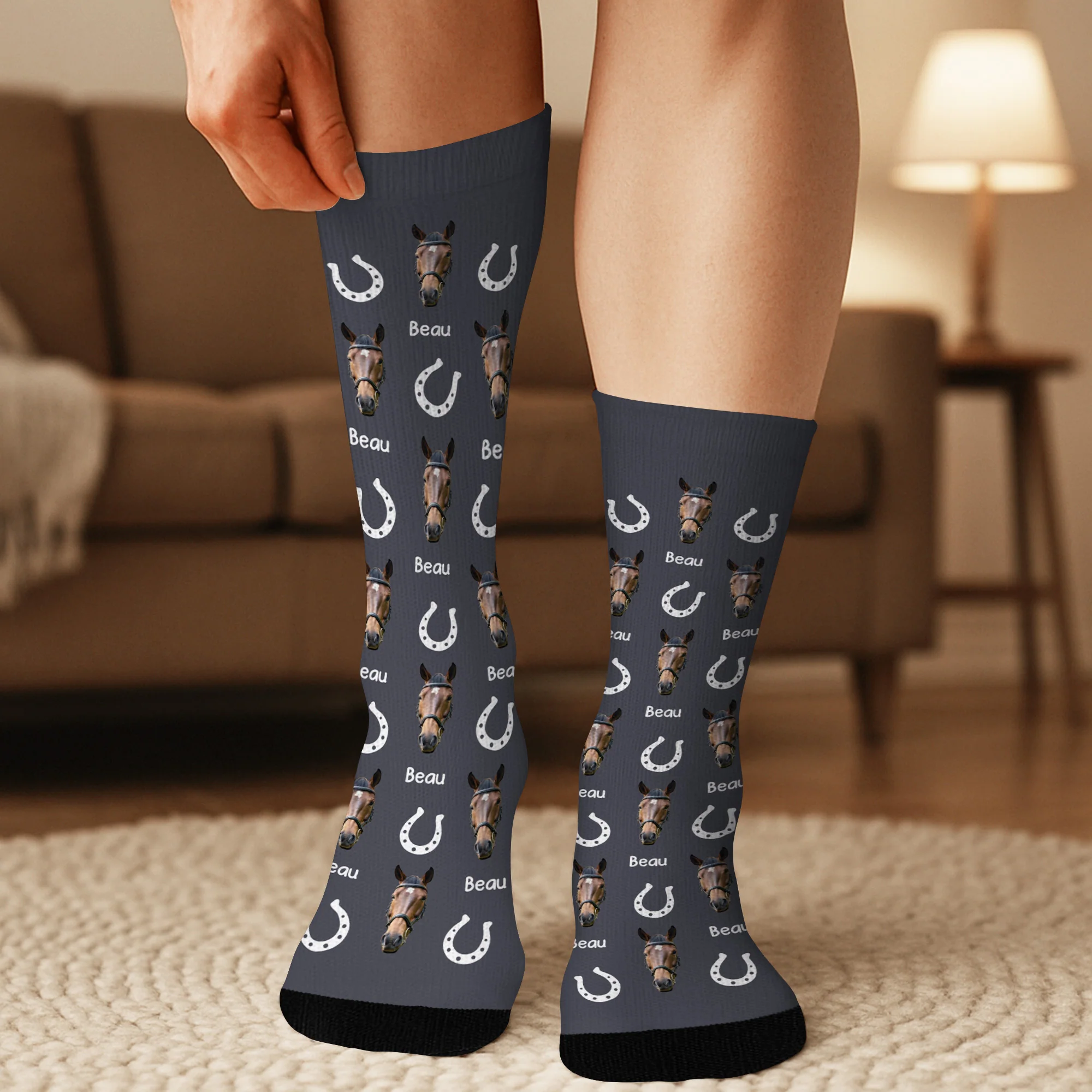 Chaussette Personnalisé Animaux – Visage Cheval - Image 3