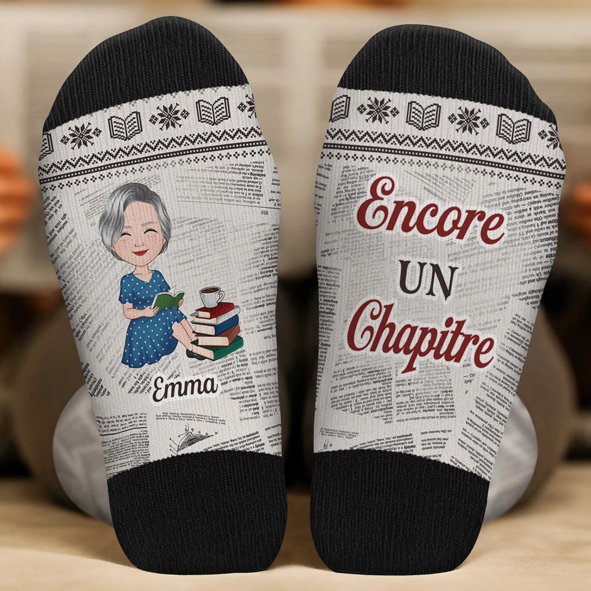 Chaussettes Personnalisées Lecture - Femme Qui Aime Les Livres - Image 2