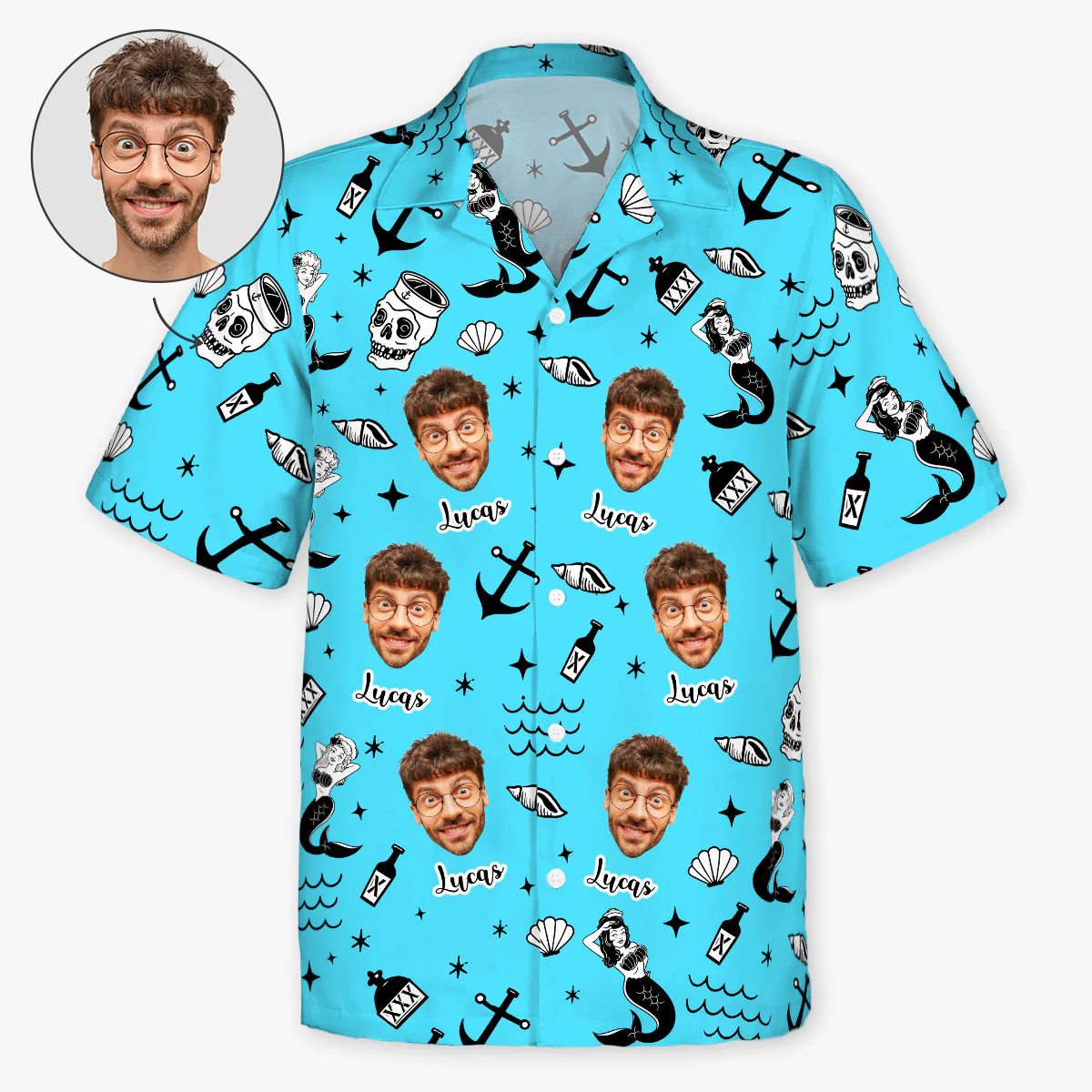 Chemise Hawaïenne Personnalisée Photo - Cadeau Été Pour La Plage