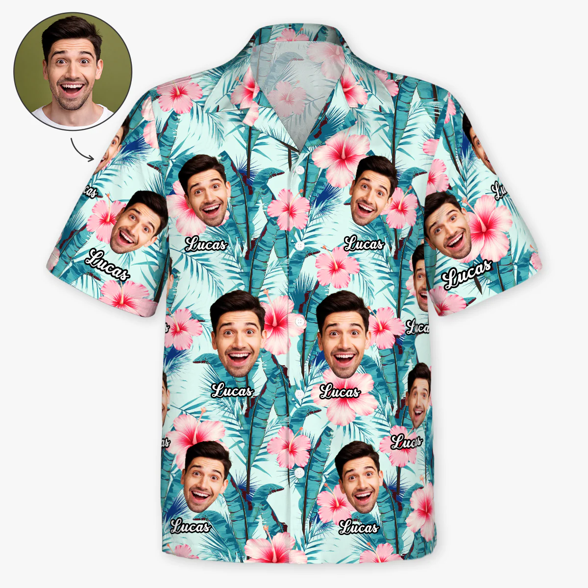 Chemise Hawaïenne Personnalisée Photo - Cadeau Humour Pour Homme Et Femme